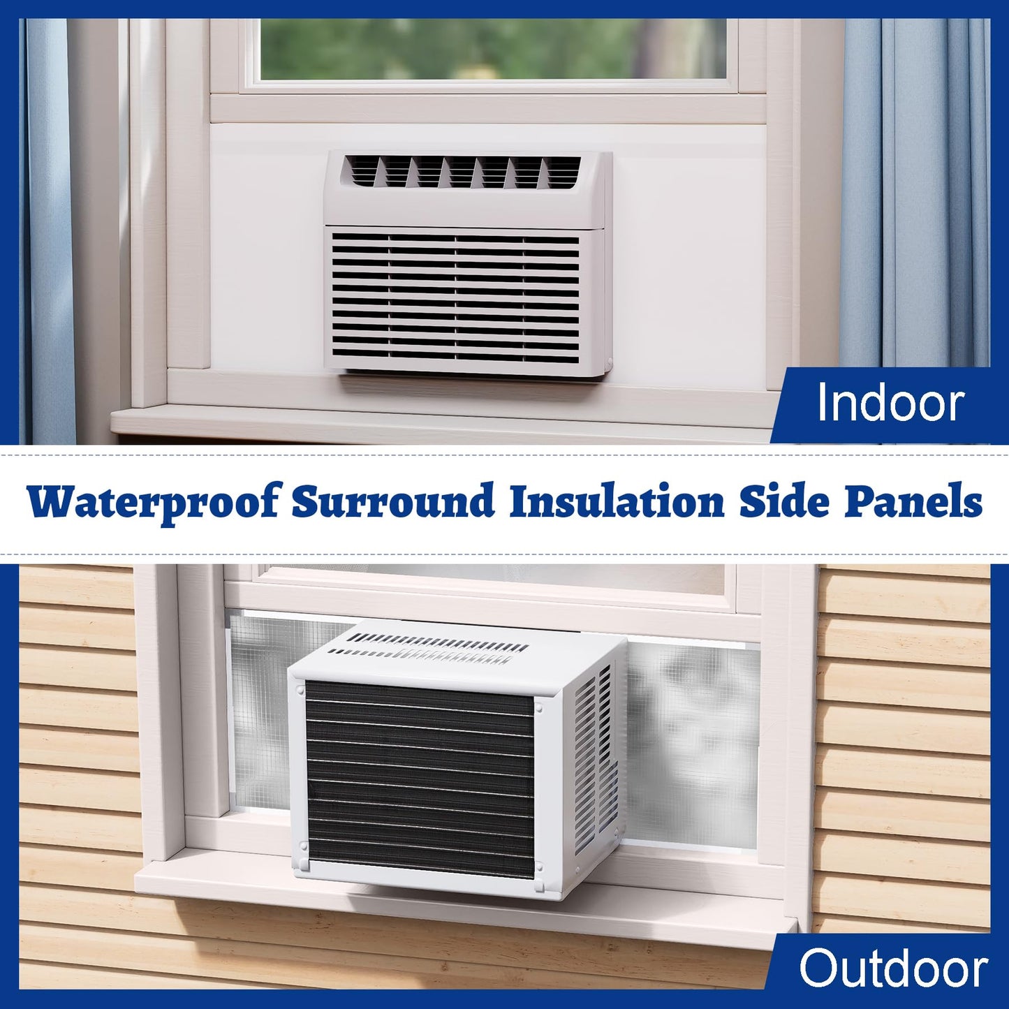 Wintcomfort Window Air Conditioner Insulated Foam Panels with Aluminum Foil, Waterproof Window AC Surround Insulation Panel with Top Seal Strip for Indoor Window AC Unit, Reflected Sunlight & Heat