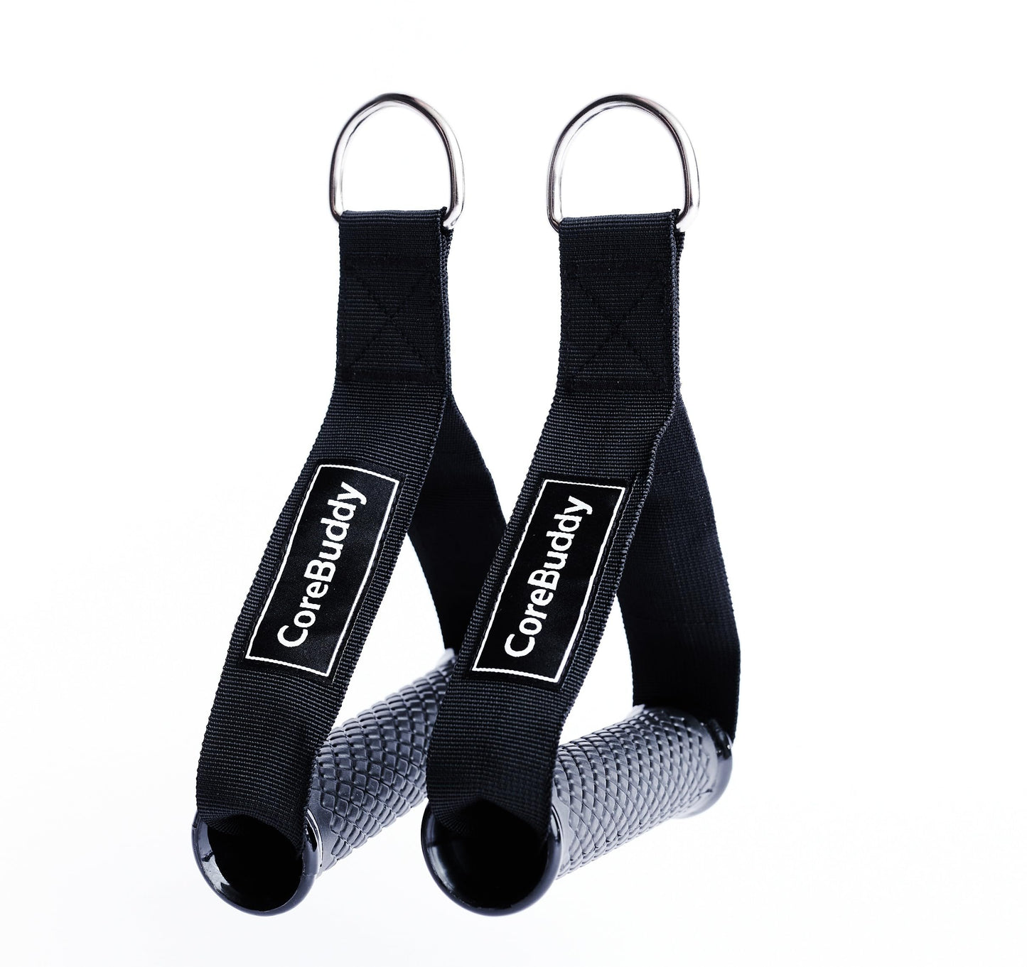 CoreBuddy Resistance Band Handles (2 Pack) – Heavy Duty Gym Cable Handles, D-Ring Attachment for Bands & Cable Machines, Non-Slip Grip, Reinforced Nylon Straps, Carry Pouch Included