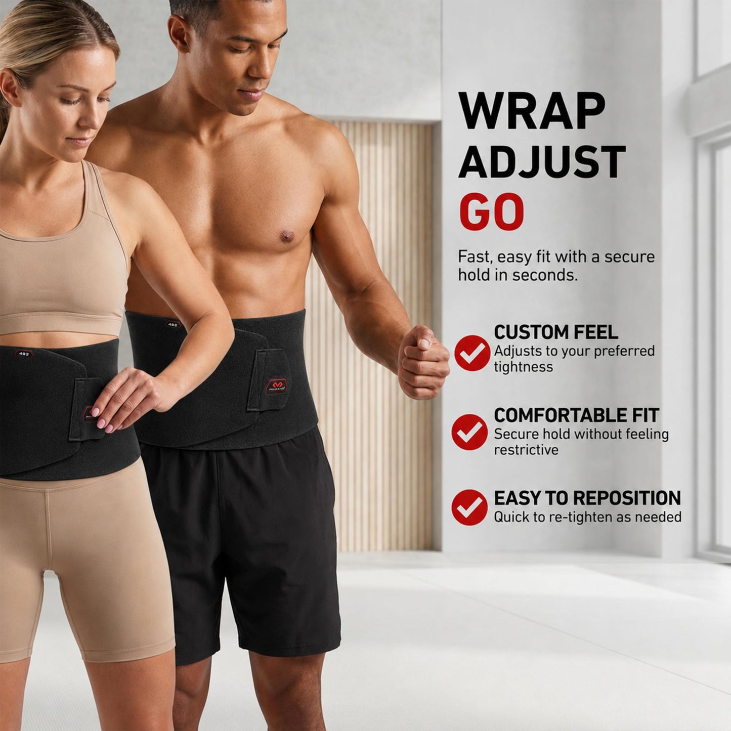 McDavid Sweat Band & Waist Trimmer Belt for Men, Back Support, Improves Posture During Workouts, Waist Trainer For Men