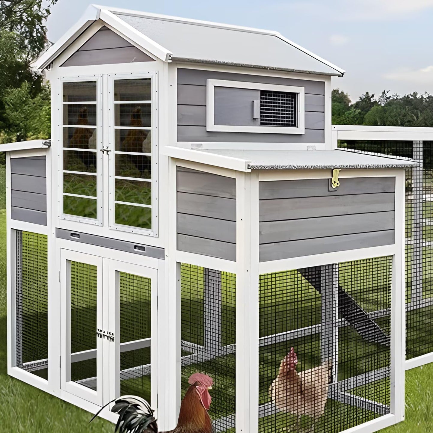 COLORPAPA 2 Pack Shed Windows, 10"x35" Transom Window Fixed Design with Tempered Glass for Shed, Chicken Coop, Playhouse, Household, Garage, Barns (White)