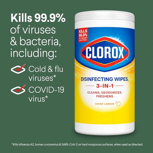 Clorox Disinfecting Wipes - Antibacterial & Bleach-Free | Crisp Lemon Scent, 75 Count