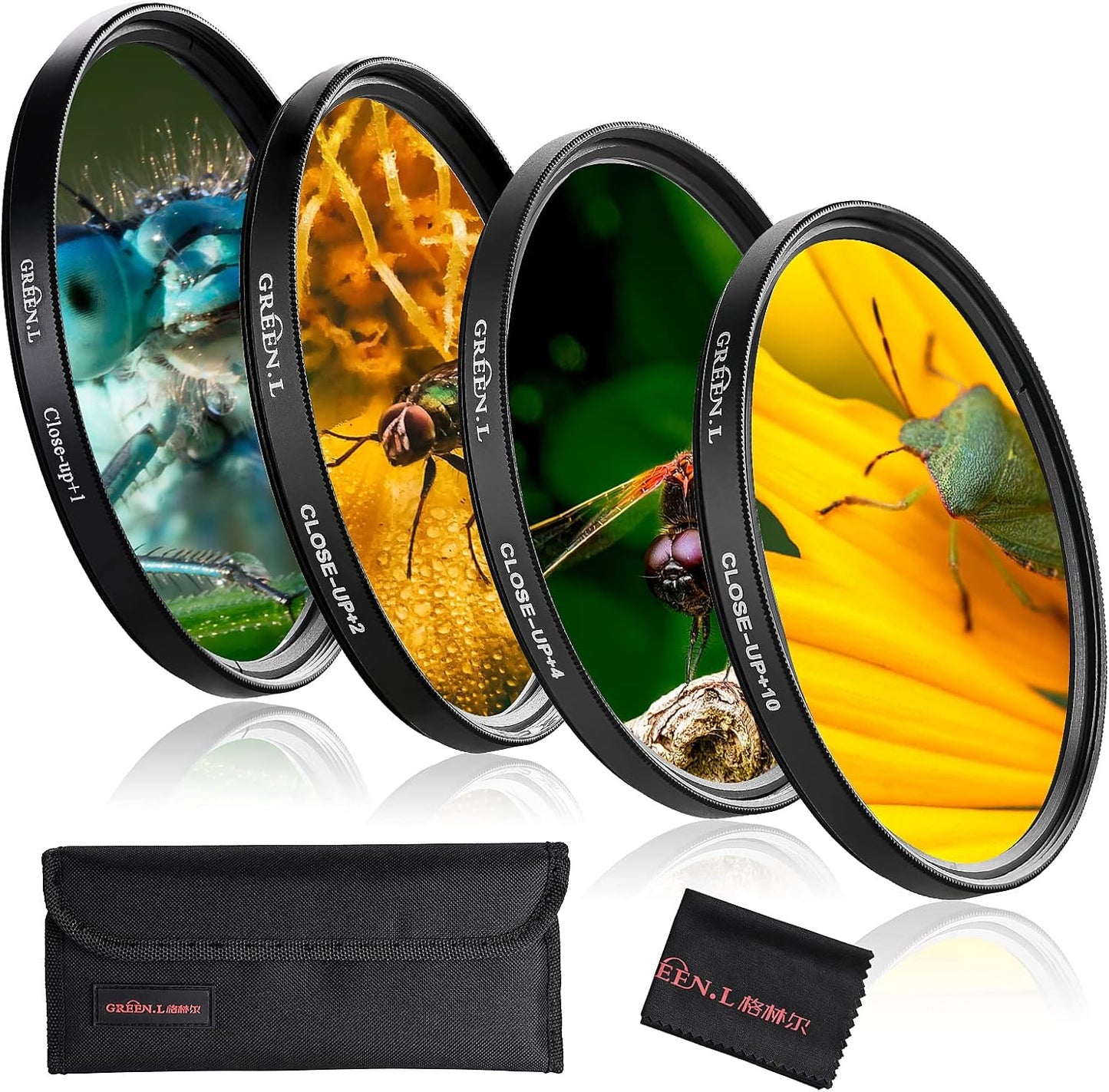 GREEN.L 37mm Set(+1,+2,+4,+10), Close-up Filter Professional Macro Filter for Camera Lens