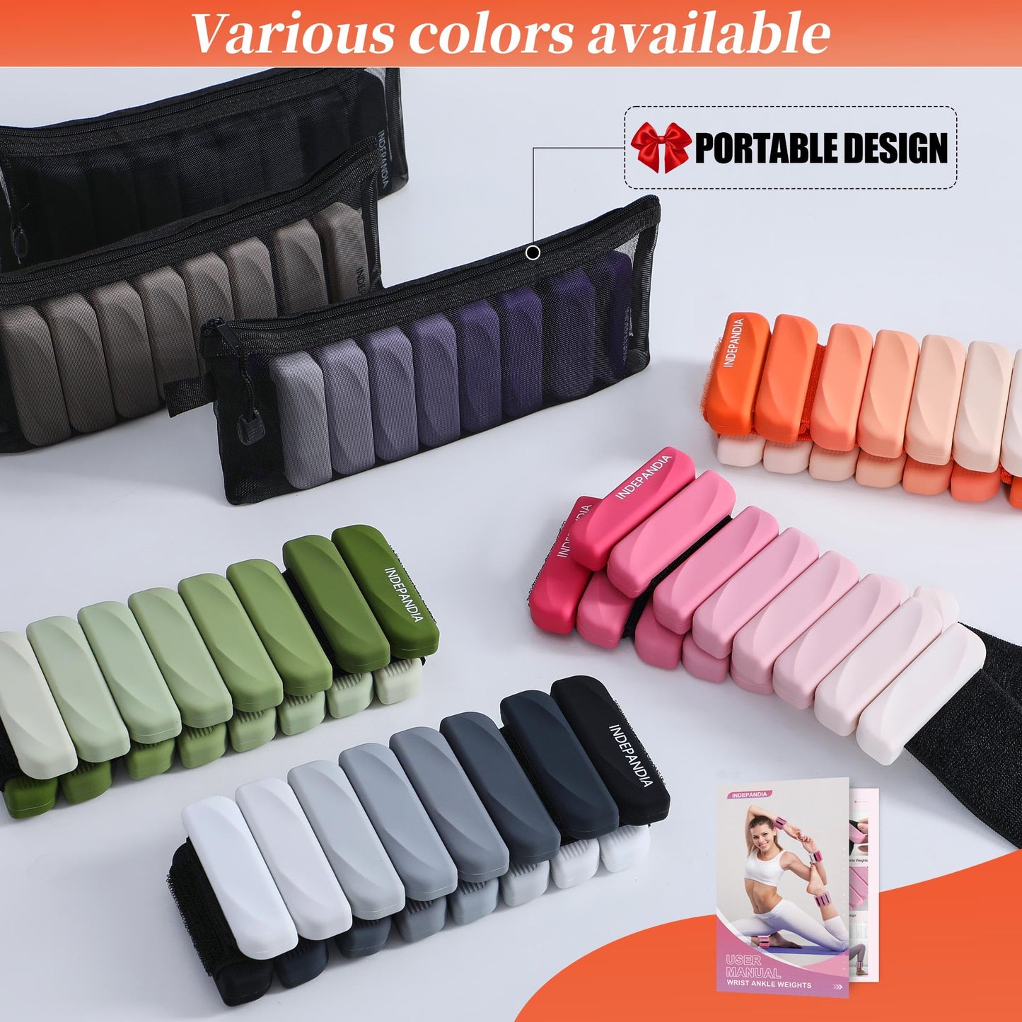 INDEPANDIA Wrist & Ankle Weights for Women and Men, 2lbs Pair Adjustable Silicone Weighted Bangles for Arm & Leg Workouts, Perfect for Pilates, Yoga, Walking & Home Fitness Training, Gradient Green