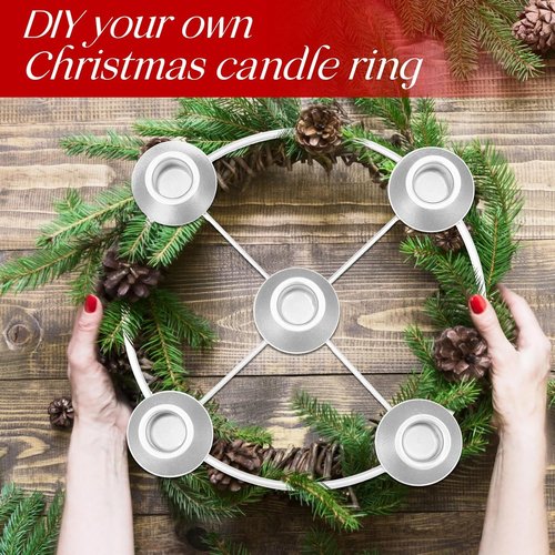 Newtay Christmas Advent Wreath Candle Holder - 5 Candle 8.5 Inch Metal Ring for Holiday Home Decor | Silver