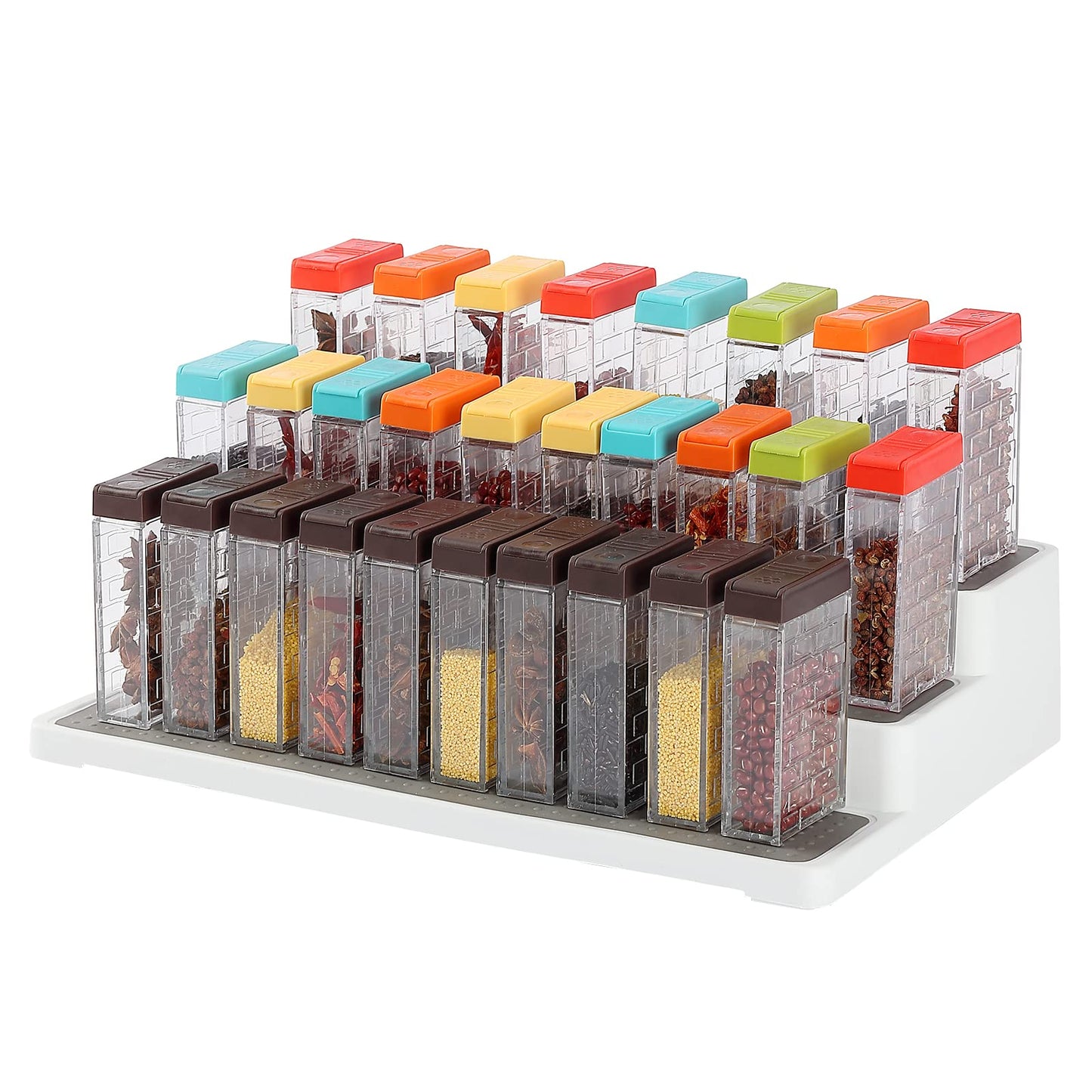 URALFA Small Spice Containers with 2-in-1 Lids 24 Pack, Spice Shakers with Adjustable Holes and Lids Seasoning Jars with Labels, Travel Seasoning Containers Camping Spice Kit for Home, Kitchen, BBQ