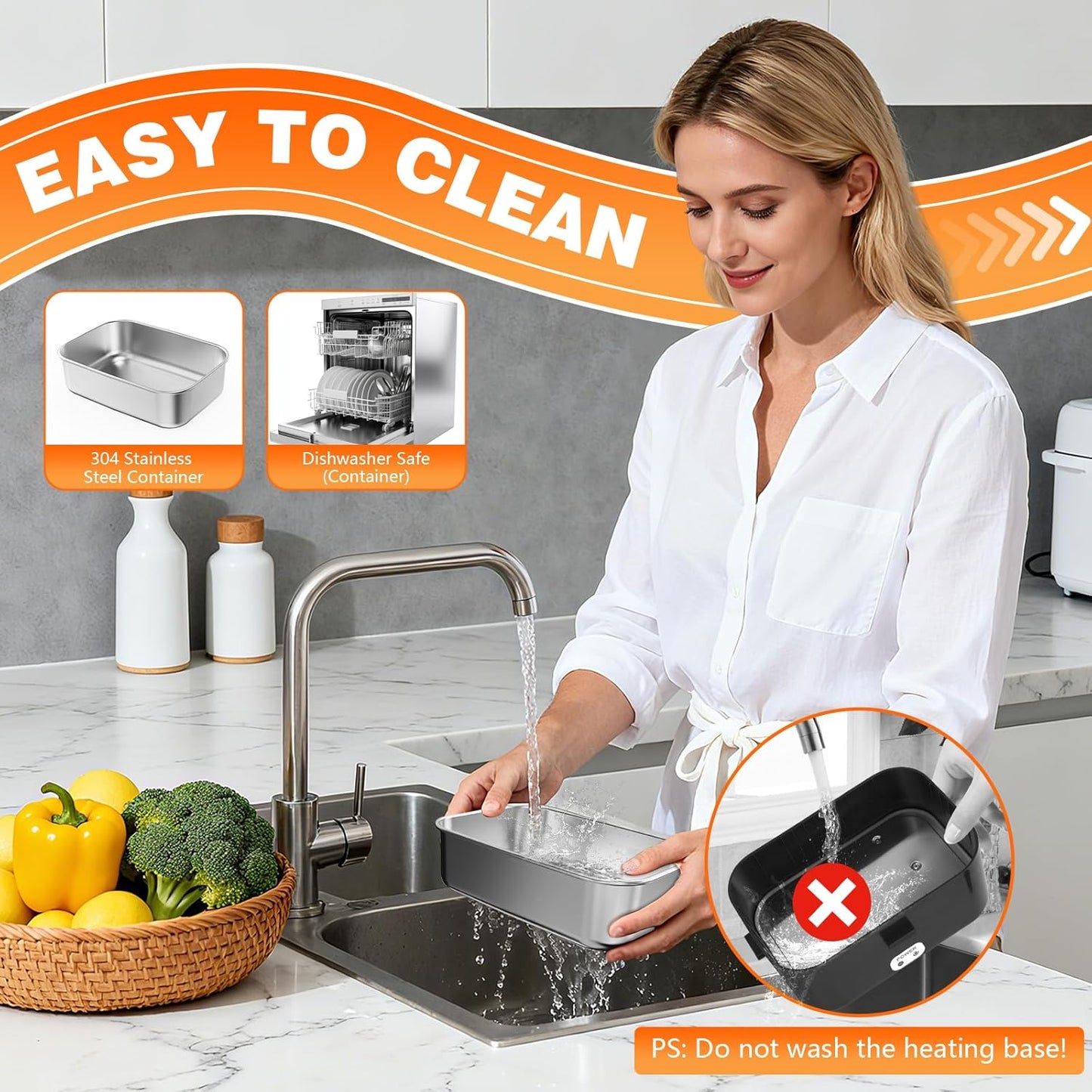 Skiennix Electric Lunch Box - 2.8L Double Layer Food Heater for Home, Office & Car - Black