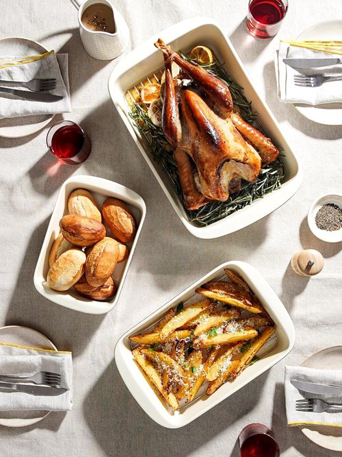 LE TAUCI Deep Casserole Dishes - Large Ceramic Baking Dish Set with Roasting Racks | Forest Green, 3-Piece Set (4.6QT/3.0QT/1.6QT)