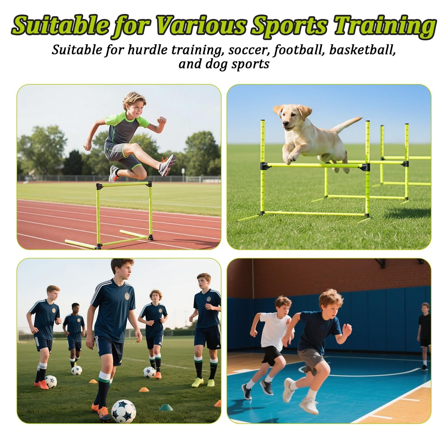 3PCS Height Adjustable Hurdles Training Equipment, Hurdles Track and Field for Agility & Speed Training, Detachable Track Hurdles with Carry Bag for Soccer Football Basketball, Tool-Free Setup