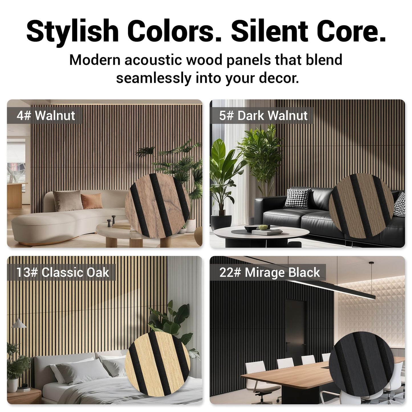 JUWEI DIRECT Wood Slat Acoustic Panels – 3D Textured Wall Panels for Noise Reduction & Modern Decor, Soundproof Panels for Bedroom, Office & Home Theater (13# Classic Oak1, 47.2 x 23.6 x 0.7 inches)
