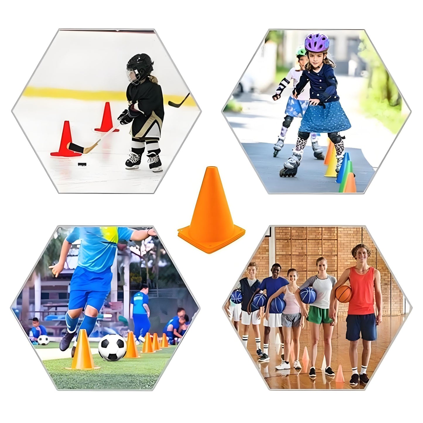 YOQXHY Soccer Cones (7 Inch 25 Pack), Agility Training Sports Cone Plastic with Carry Bag for Football Basketball Drills Field Markers, (Orange)