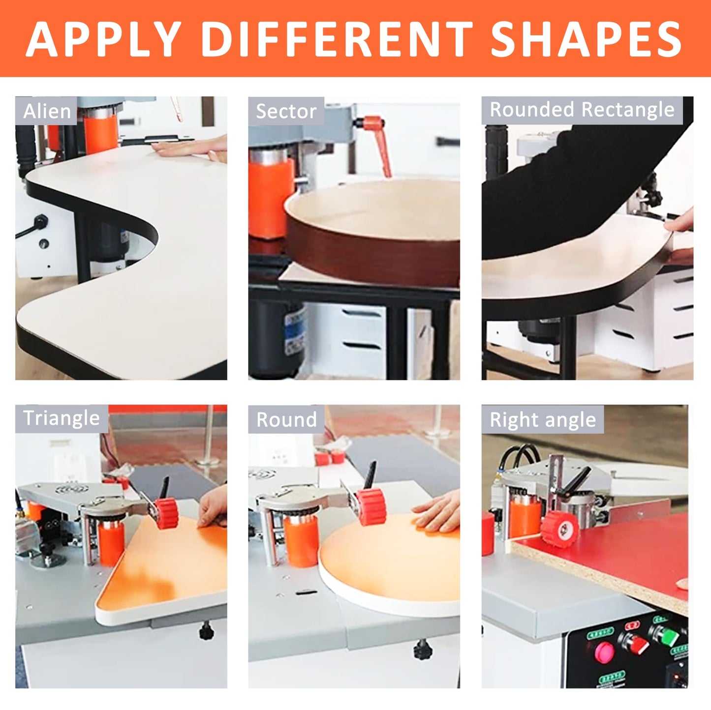Edge Banding Machine, Portable Woodworking Edge Bander Curve Straight, Dual-Side Glue Application, Automatic Tape Breaking&Intelligent Temperature Control & Adjustable Speed 5-10m/min (110V)