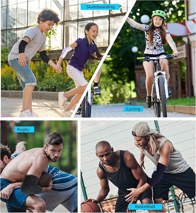 HiRui Elbow Pads for Teenagers Men and Women - Basketball Baseball Elbow Brace for Collision Avoidance and Support