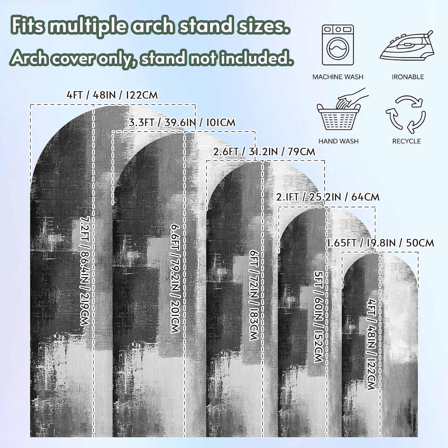 Jnbasdffb 6.6 Grey Wedding Arch Cover, Stretchy Spandex Arch Backdrop Stand Covers FT, Modern Oil Painted Art Abstract