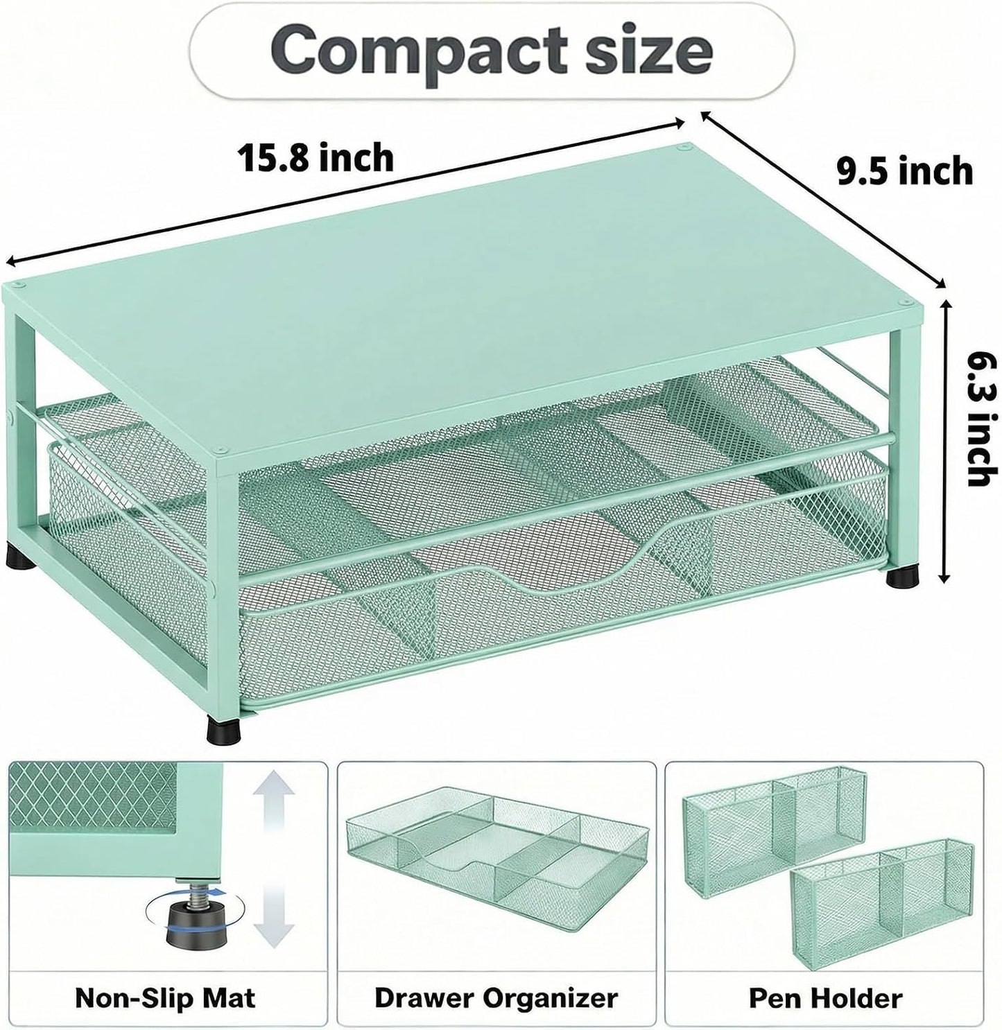 2 LEKETREE Tier Monitor Stand, Computer Monitor Riser, Office Desk Accessories, Desk Organizer Desk Shelf Printer