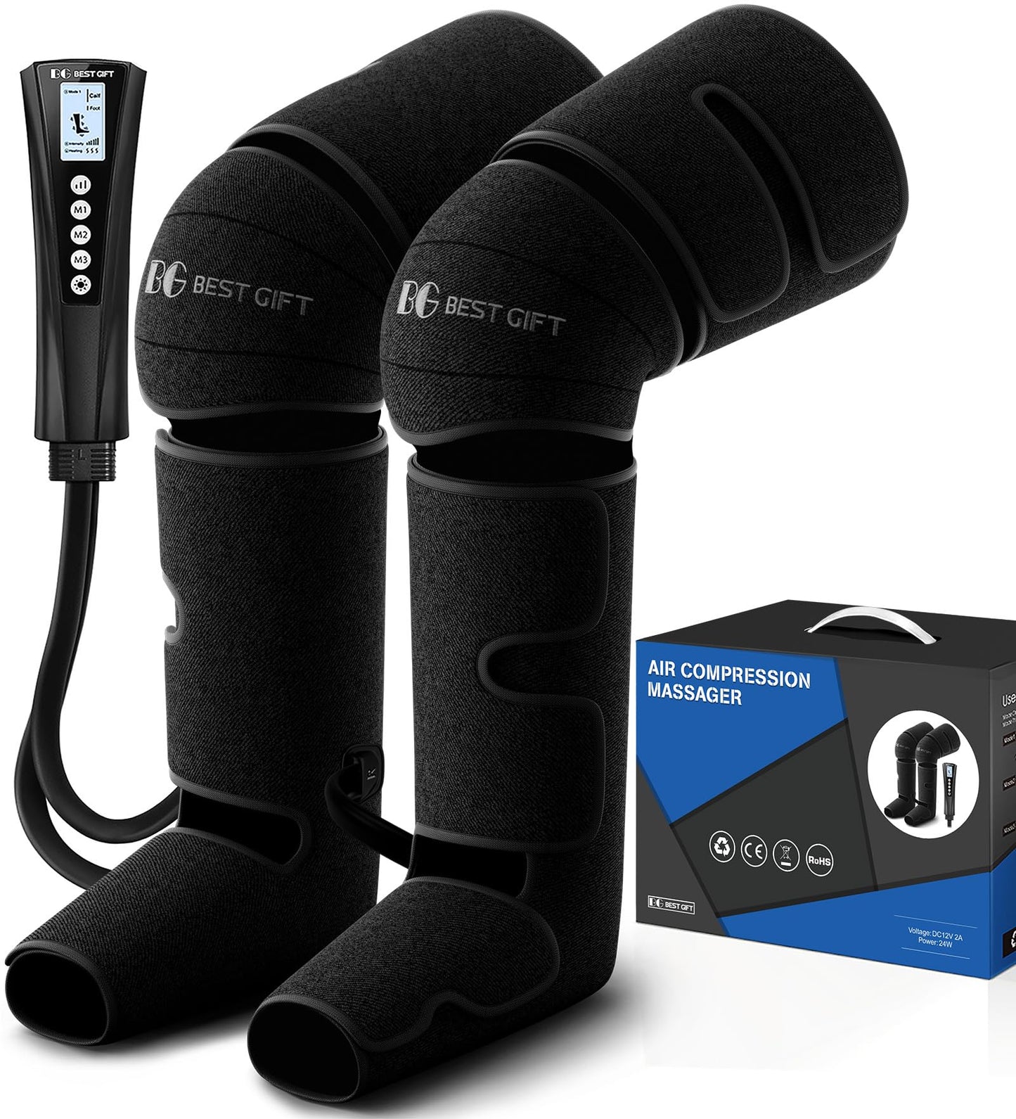 Mothers Day Gifts for Mom, Women, Dad, Men, Him, Her, Fathers Day, Christmas, Air Compression Massager with Heat for Comprehensive Leg and Foot Therapy, Helpful for Varicose Veins, Cramps, Edema