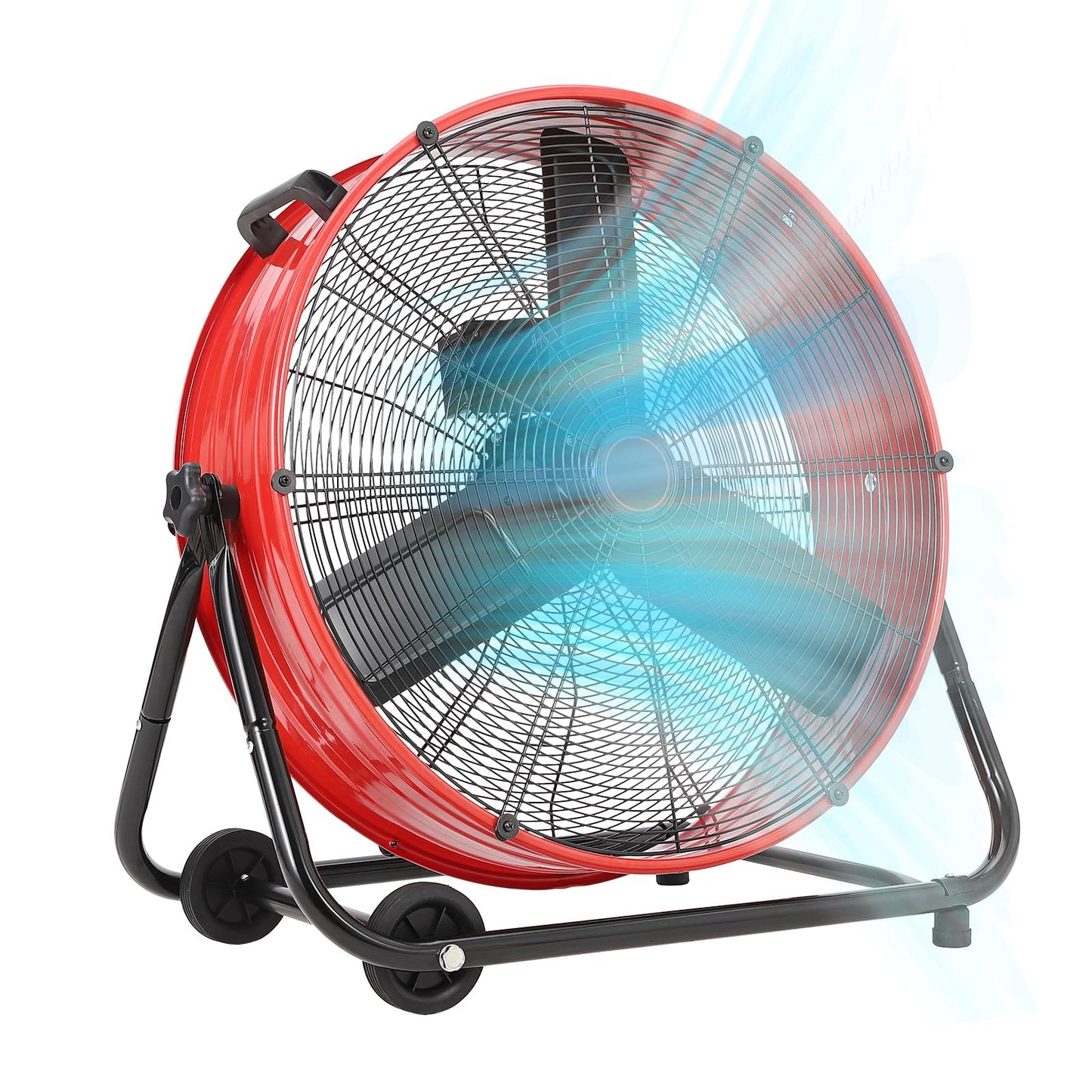 EliteEdge 24 in Industrial Floor Fan, Heavy Duty Industrial Floor Fan with Adjustable 3 Speed 4800-8800 CFM Cooling, for Industrial Commercial Space Garage, Metal Blades/360° Rotation,Red