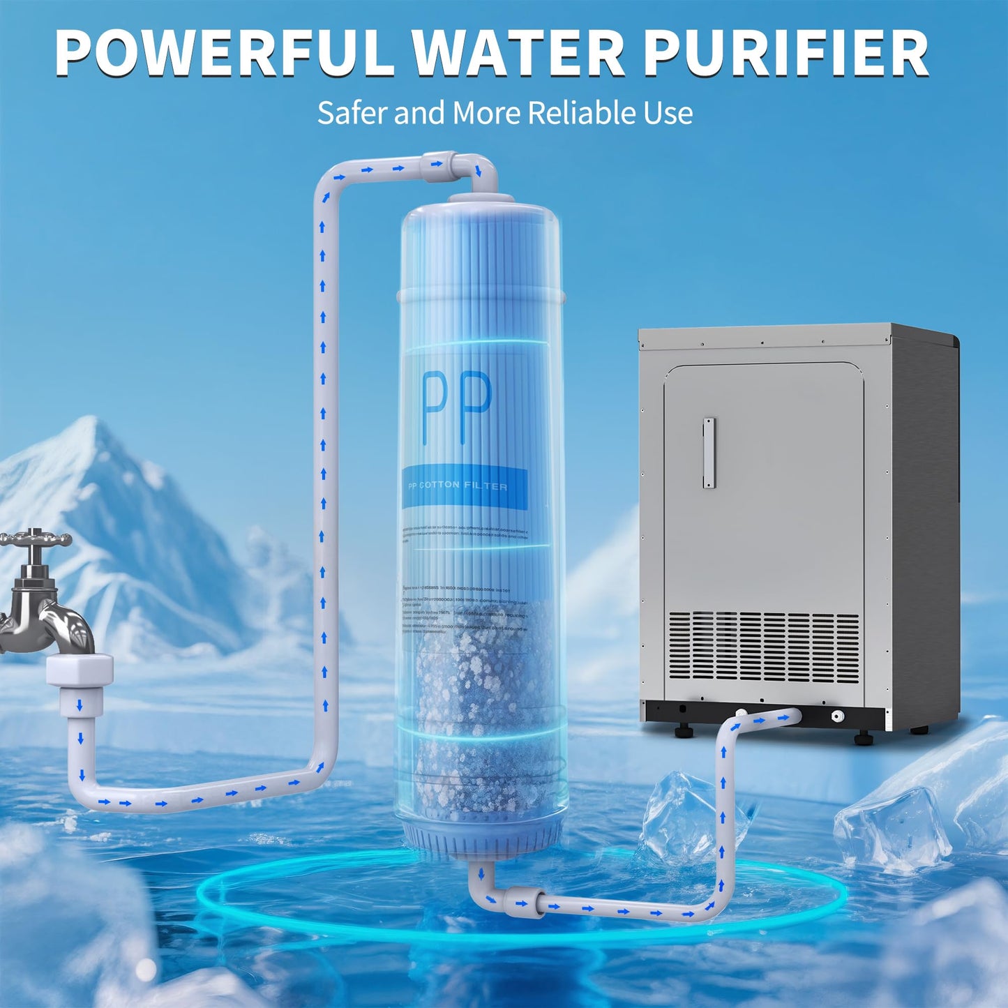 YITAHOME 130lbs Black Ice Maker Machine, Commercial Under Counter Ice Maker, ETL & DOE Certificated Commercial Large Ice Makers Freestanding for Home Cafe Bar Restaurant 44pcs with 17lbs Storage Bin