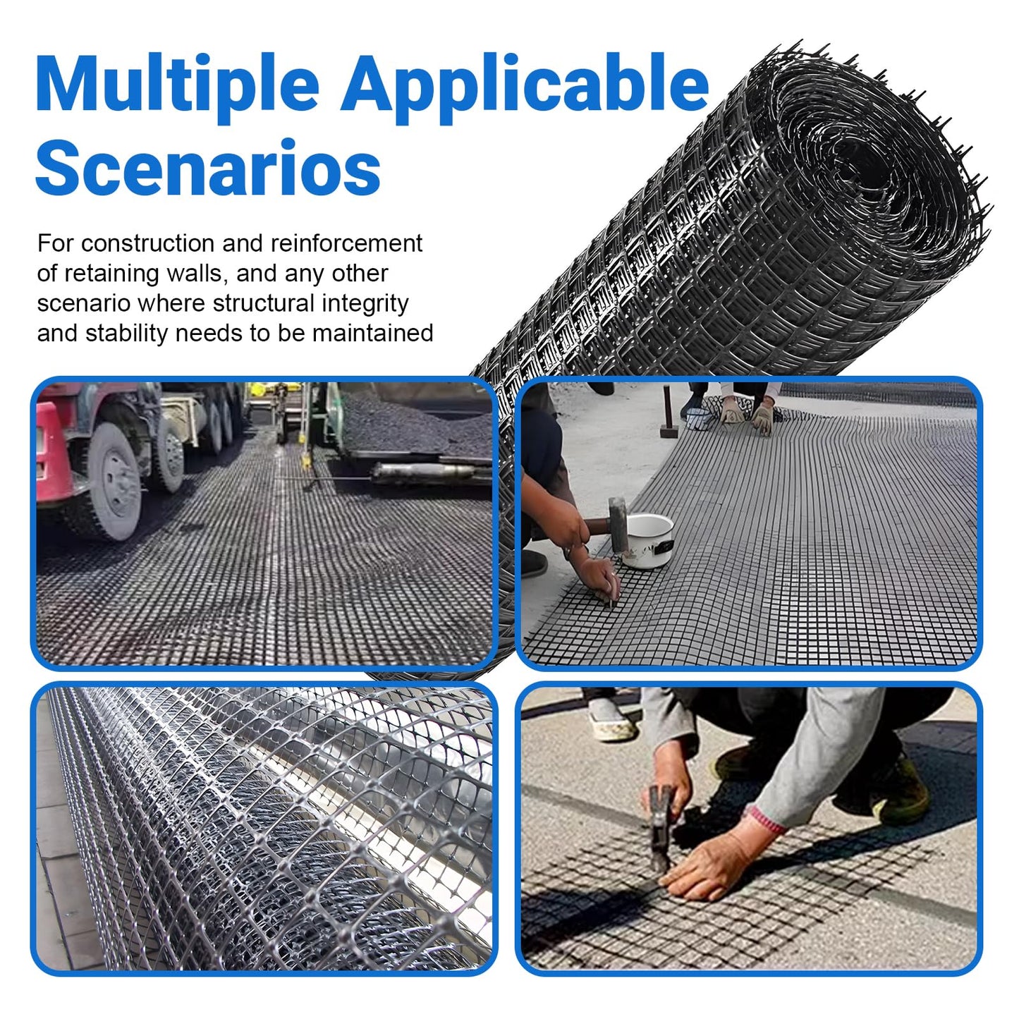 4X164ft Bi-Directional Geogrid for Retaining Wall,4X164ft Geogrid for Driveway,Retaining Wall