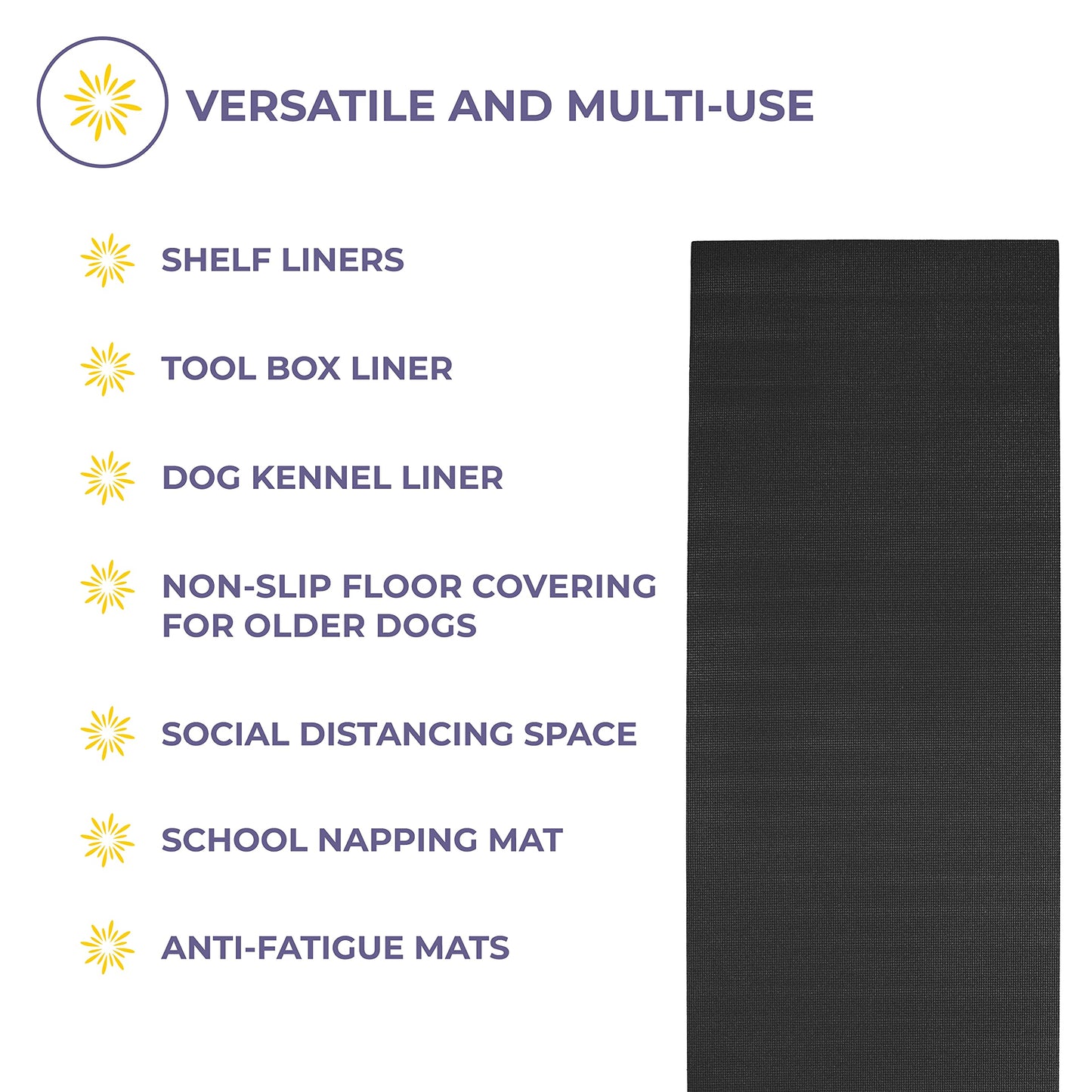 Sunshine Yoga Voyage Yoga Mat Roll, 24in x 50ft Exercise Mat, 5mm Thick Non-Slip Gym Mat for Home Workout and Fitness, Anti-Tear, Cut up to 8 Regular Yoga Mats, Black