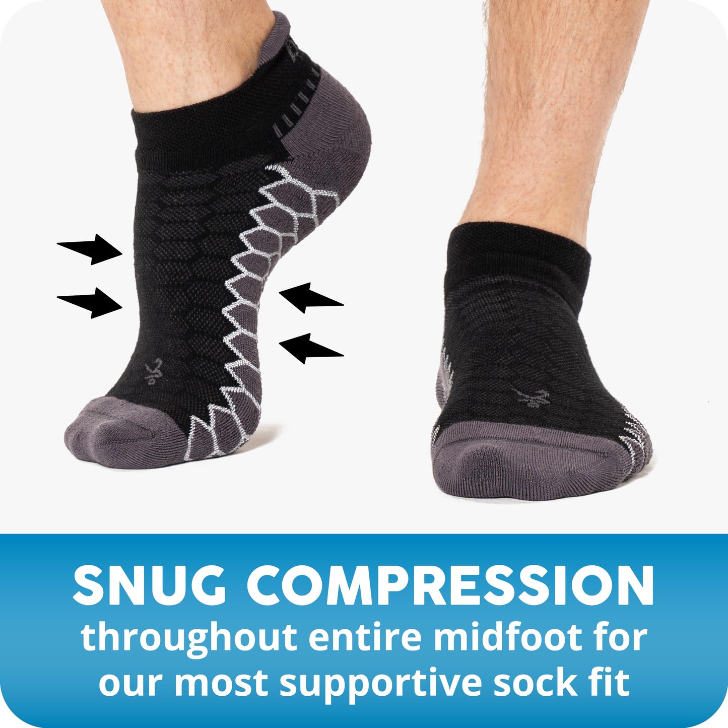 Balega Silver Compression Fit Performance No Show Athletic Running Socks for Men and Women (1 Pair), Black, Large