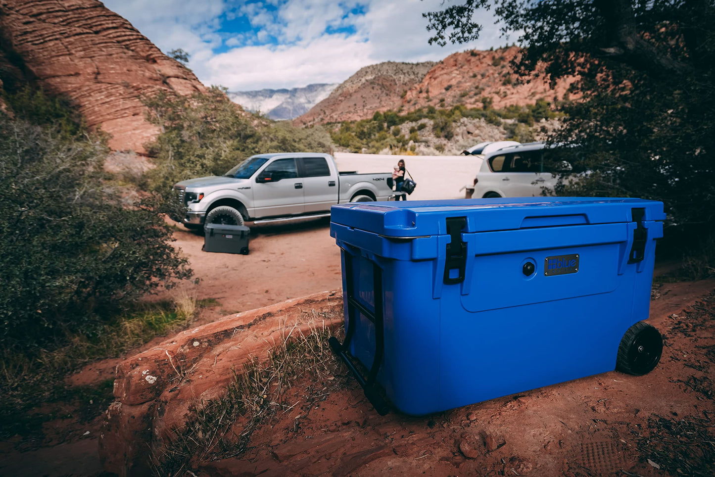 Blue Coolers Ark Series with Wheels 110 Quart, Roto-Molded Ice Cooler | Large Ice Chest Holds Ice up to 10 Days | (White)