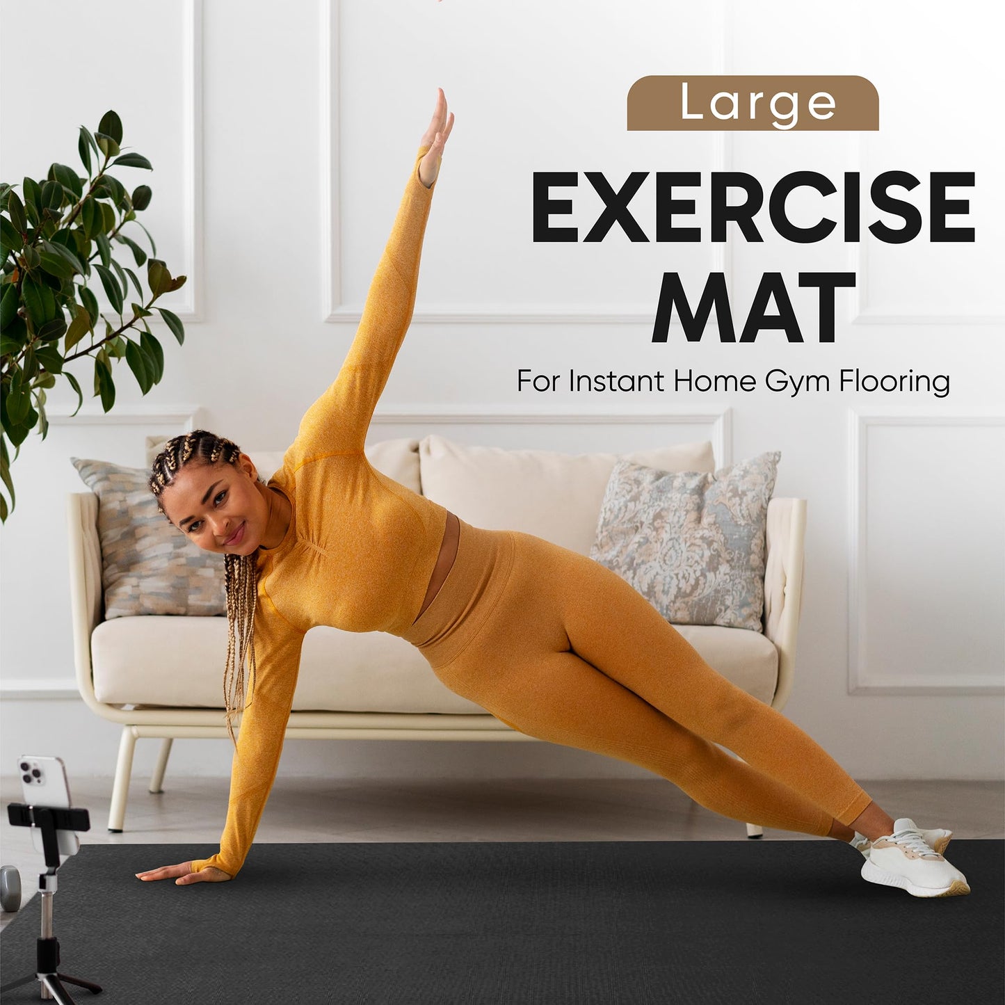 Gorilla Mats Extra Large Exercise Mat – 12' x 6' x 1/4" – Ultra Durable Workout Mat for Home Gym Flooring – Non-Slip, Flat, Fitness, Yoga & Weight Lifting Floor Mat – Use With or Without Shoes