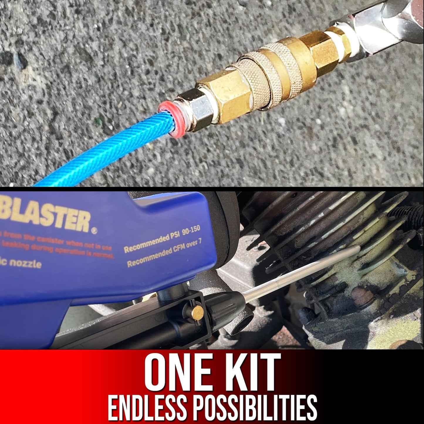 LE LEMATEC Sandblaster Bundle: Sand Blaster Gun Kit, Long Nozzle, Accessories & Fitting Kit