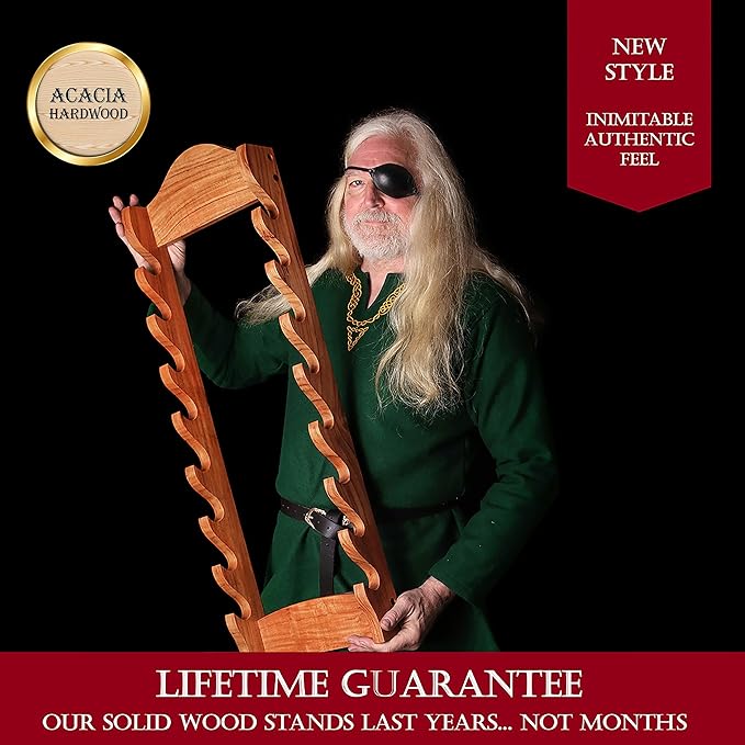 Mythrojan Medieval Sword Wall Mount Samurai Sword Display Stand Katana Sword Holder Gladiator Sword Wall Display Crusader Sword Stand Knife Stand for Display - 8 tier Sword Stand