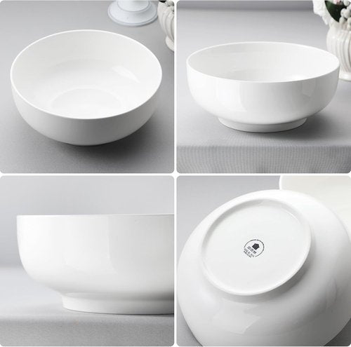 MALACASA Extra Large Serving Bowls Set of 2 - 114 OZ Porcelain White Bowls for Salad, Soup & Pasta