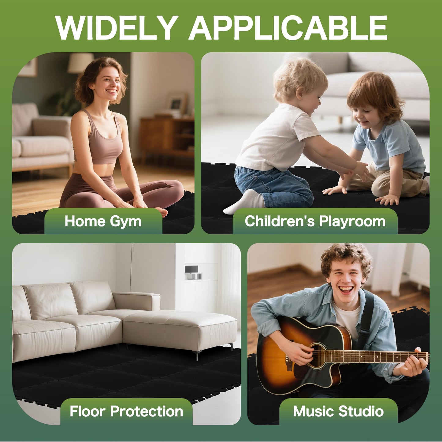 18 Pcs Sound Absorbing Interlocking Floor Mats Pads, 15.7" x 11.8" x 0.3" sound absorbing rug, Non-Slip Anti Vibration Sound Proof Puzzle Felt Padding, Piano Carpet Drum Rug for Music Studio