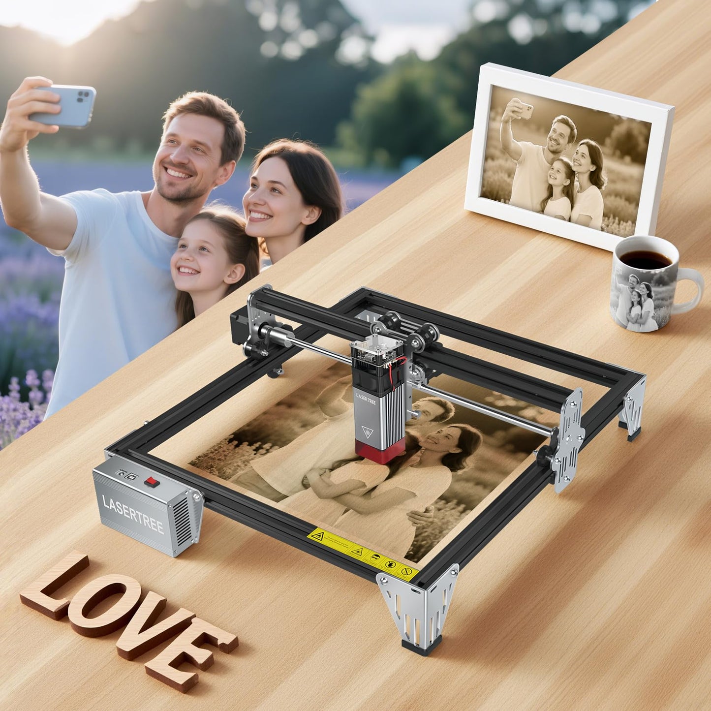 LASER TREE 80W Laser Engraver, 10000mW(10W) Laser Output Laser Engraving Cutter with Air Assist Pump & Magnetic Pad Kit, Built-in FAC, Eye Protection Laser Engraver for Wood Acrylic, Leather, Class 4