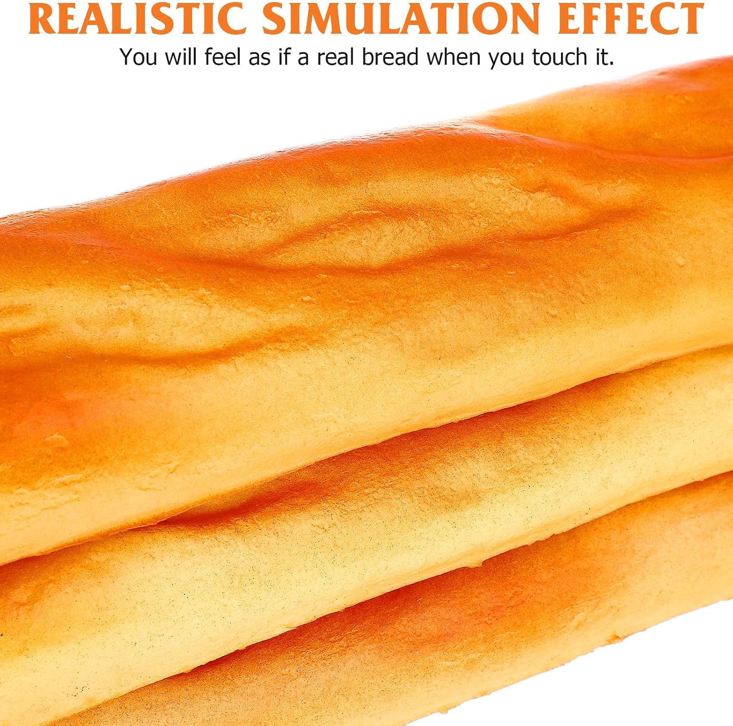 3 10.62In DOITOOL Pcs Artificial Long Bread Loaves Realistic Fake Bread Toy Props for Photography Display and Play Food