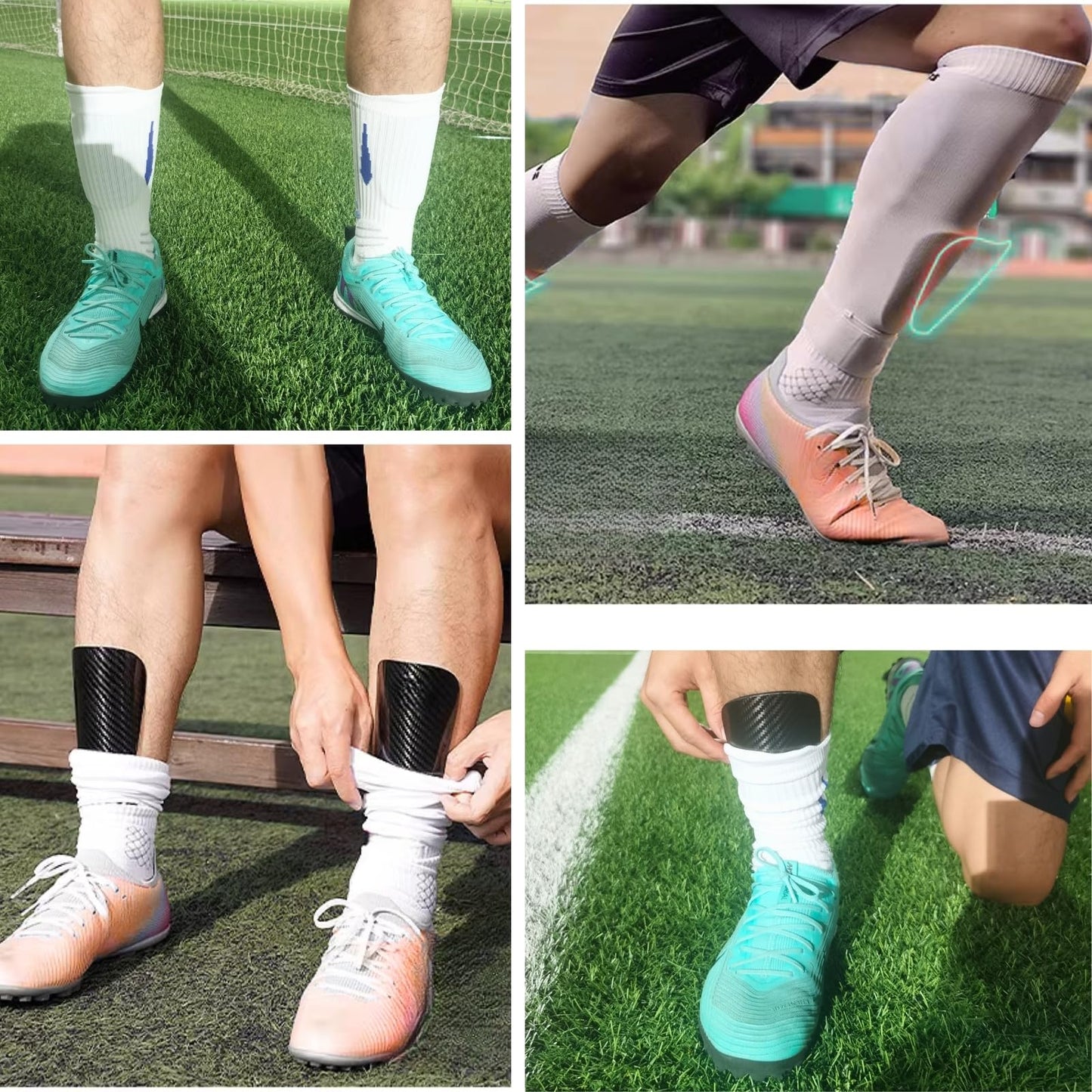 LIGVIV Mini Soccer Shin Guards - Carbon Fiber Shin Pads with Portable Carrying Case for Men, Women, Youths