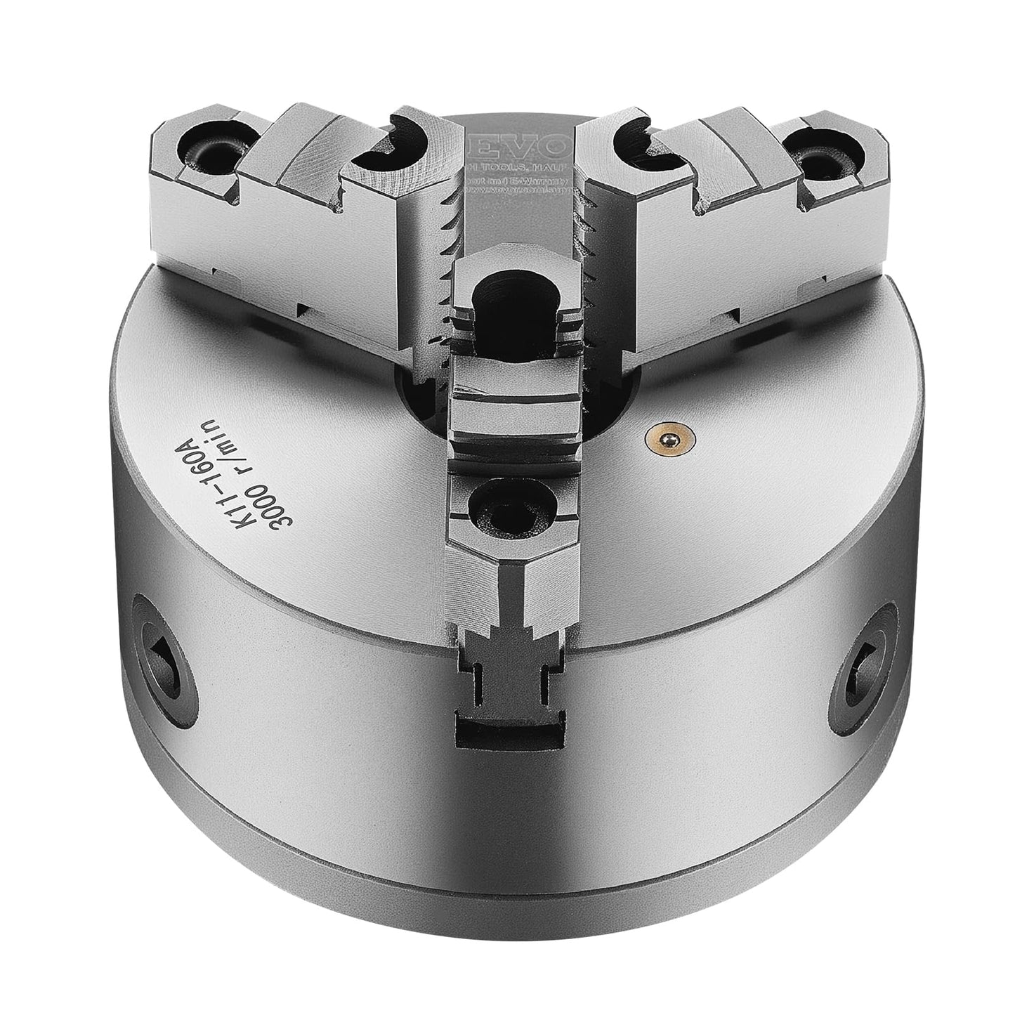 VEVOR 3-Jaw Lathe Chuck, 6 Inch (160 mm), Self-Centering Chuck with 1 1/2 in-8 Threaded Backing Plate, 0.12-5.71 in (3-145 mm) Clamping Range with T-wrench Screws, HT300 Material, for Wood Metal Lathe