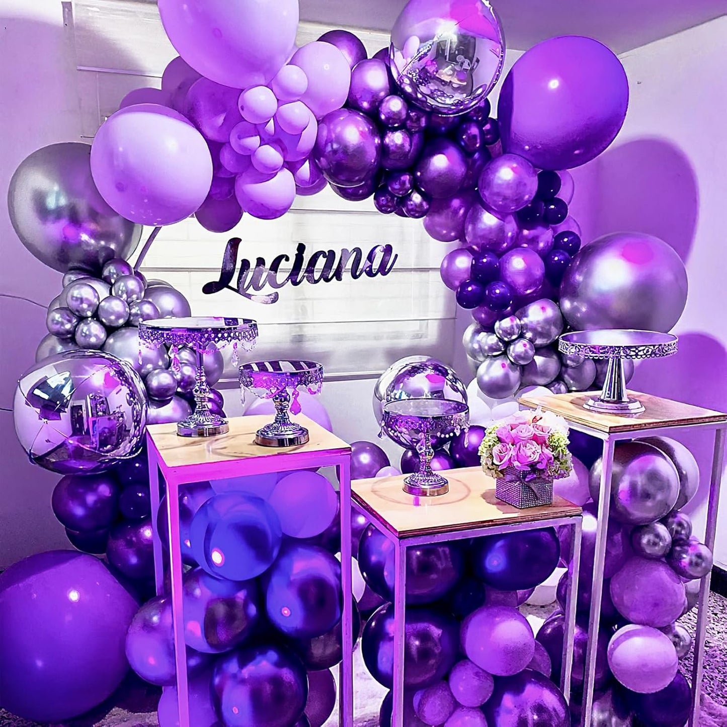 PartyWoo Metallic Purple Balloons - 36 Inch Chrome Latex Helium Balloons for Celebrations | 4pcs
