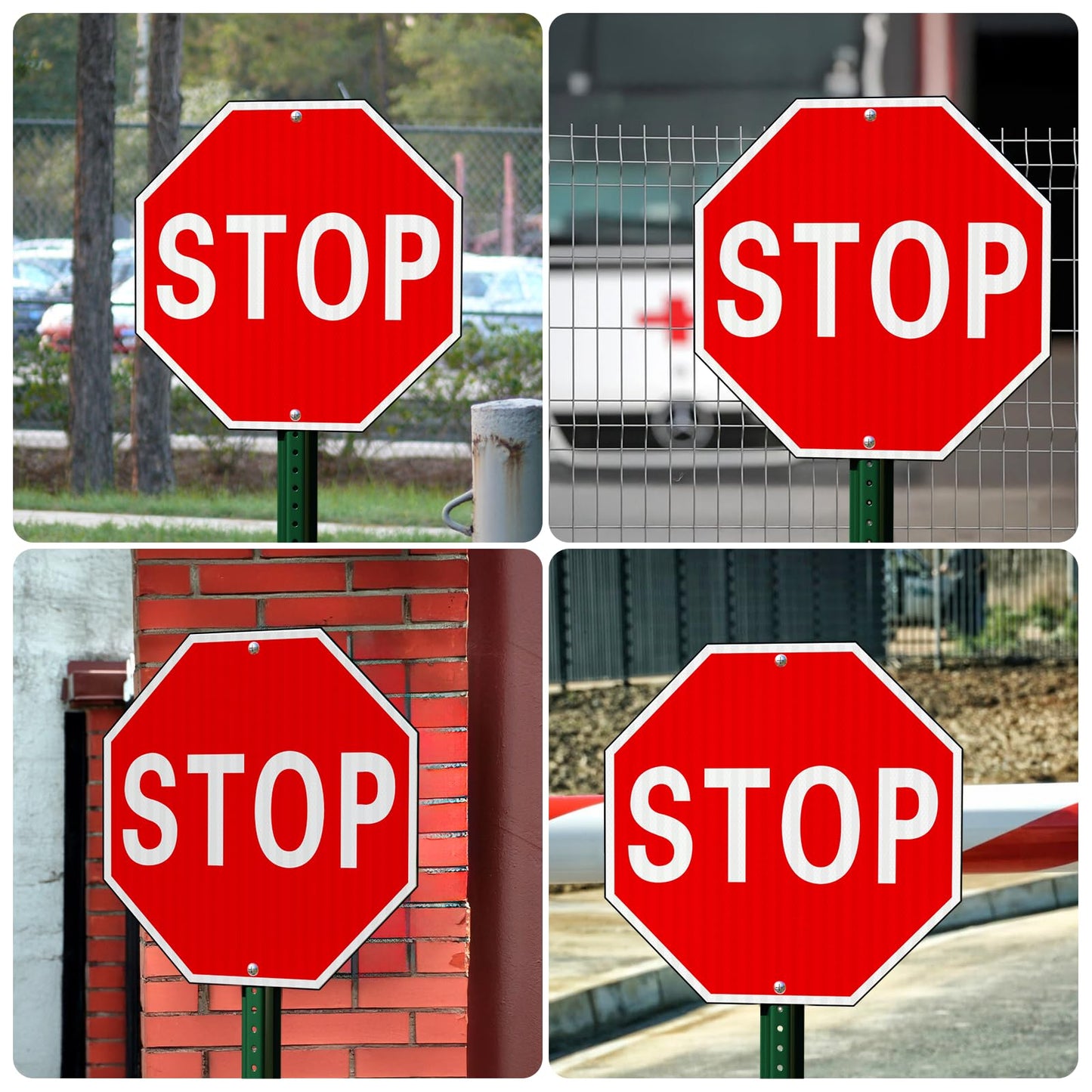 Large Stop Sign, 3 Pack 30 x 30 Inches High Intensity Prismatic Aluminum 80 MIL Stop Signs- Honeycomb Reflective Street Road Sign, UV Protected and Weather Resistant, 2 Pre-drilled Holes- Easy to Install