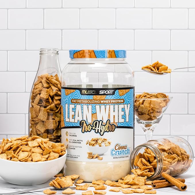 Musclesport Lean Whey Revolution??Protein Powder - Whey Protein Isolate - Low Calorie, Low Carb, Low Fat, Incredible Flavors - 25g Protein per Scoop - 2lb Cinna Crunch