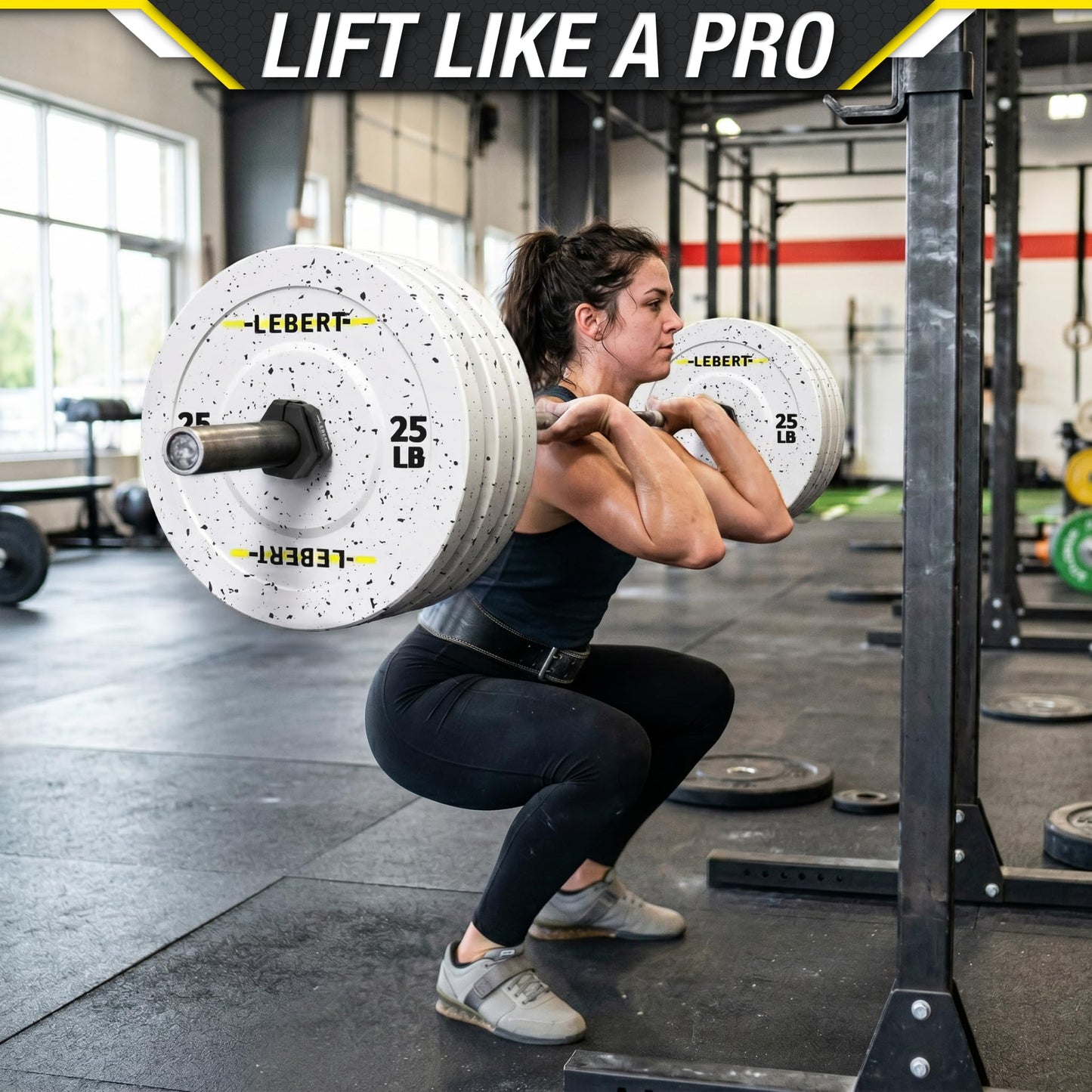 Lebert Fitness Magnetic Black Barbell Collars 2” Olympic – Locking Weight Clamps, Quick Release Barbell Clips, Secure Grip Gym Collars.