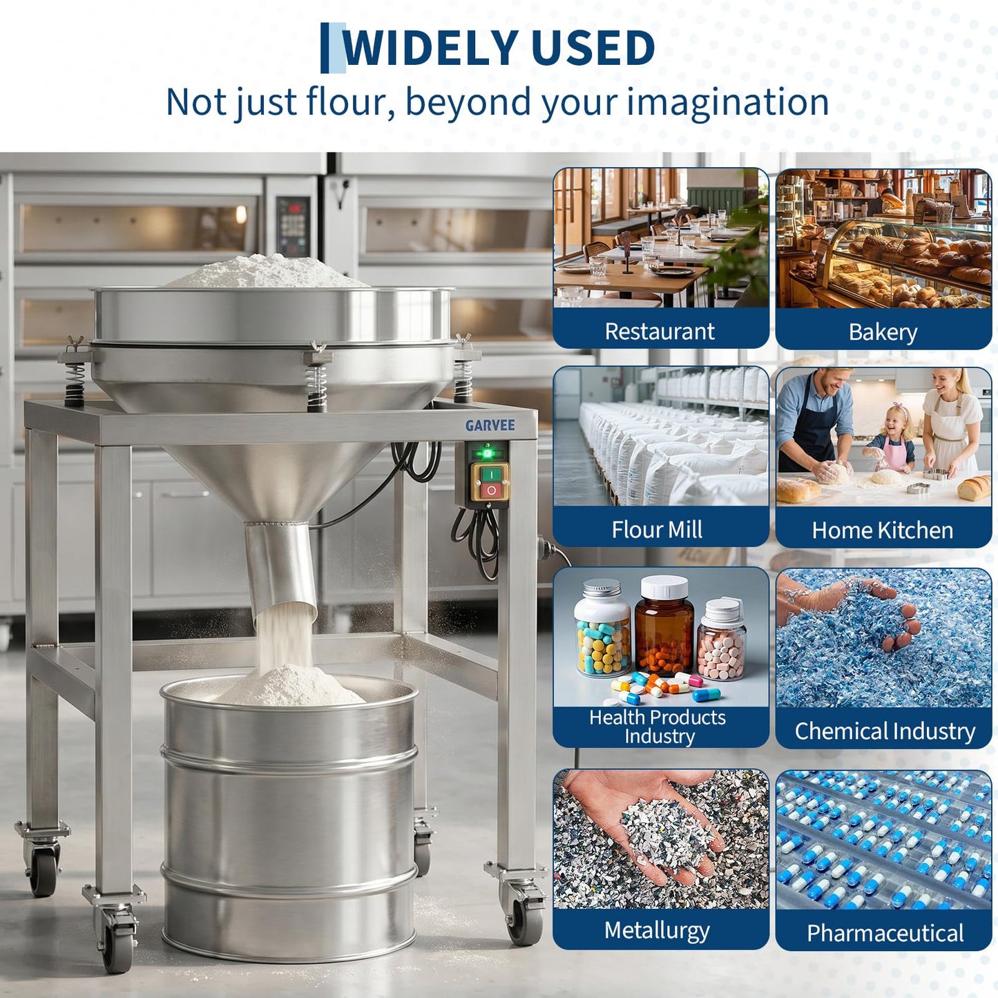 Automatic Powder Sifter Machine, Electric Flour Sieve Shaker with 40 Mesh & 100 Mesh Stainless Steel Screens, High-Speed Sifting Machine for Baking, Food