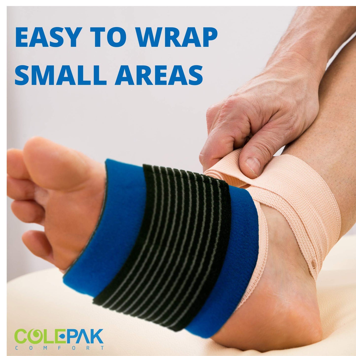 ColePak Comfort Ice Pack Sleeve - 5.5" x 9.5" Pouch Holder with Wide Elastic Strap (Ice Pack Not Included) Blue