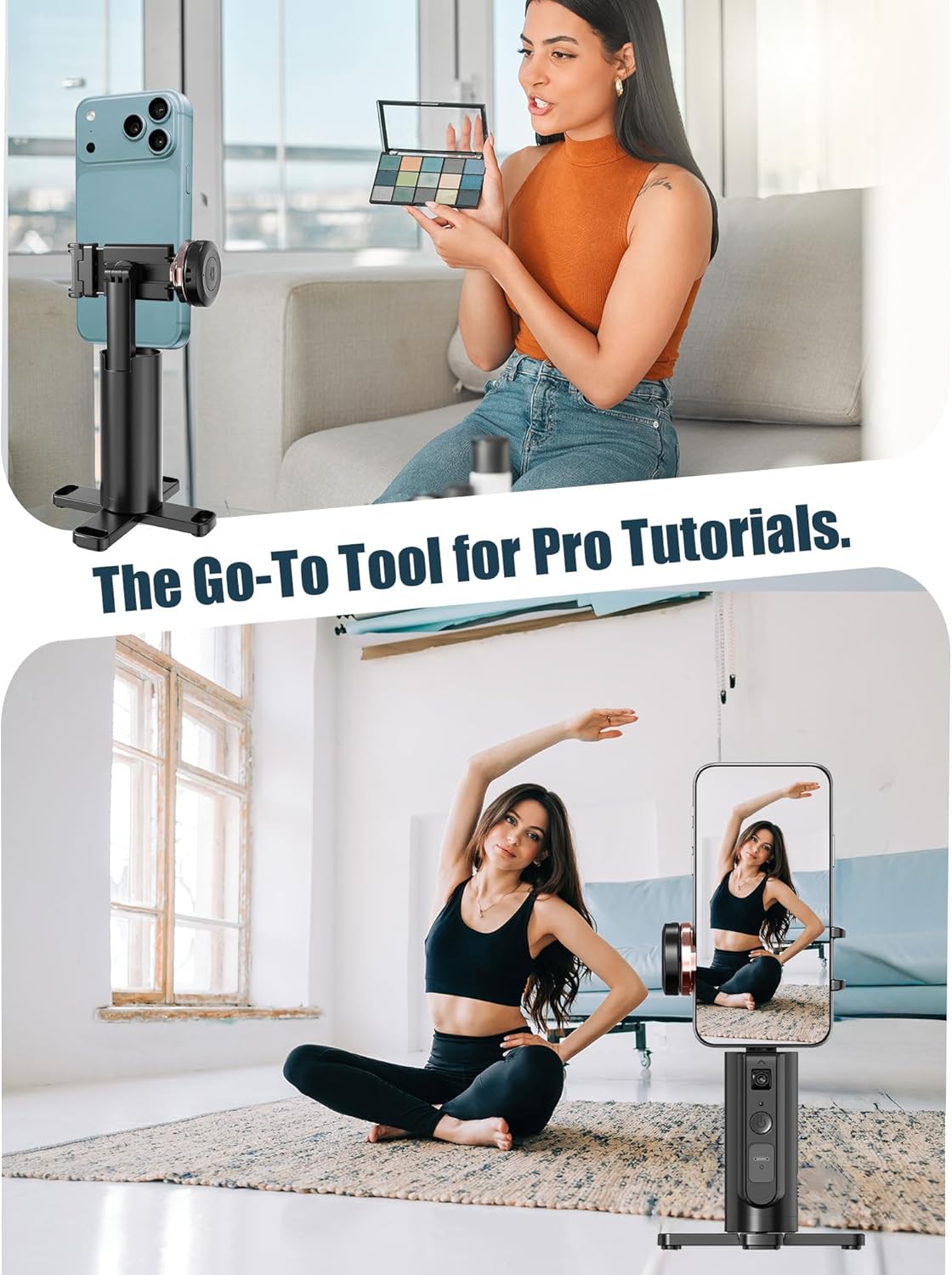 360 1/4-Inch Auto-Tracking Phone Tripod, Rotation Auto Face Tracking Tripod with Gesture & Remote Control, Cell Phone