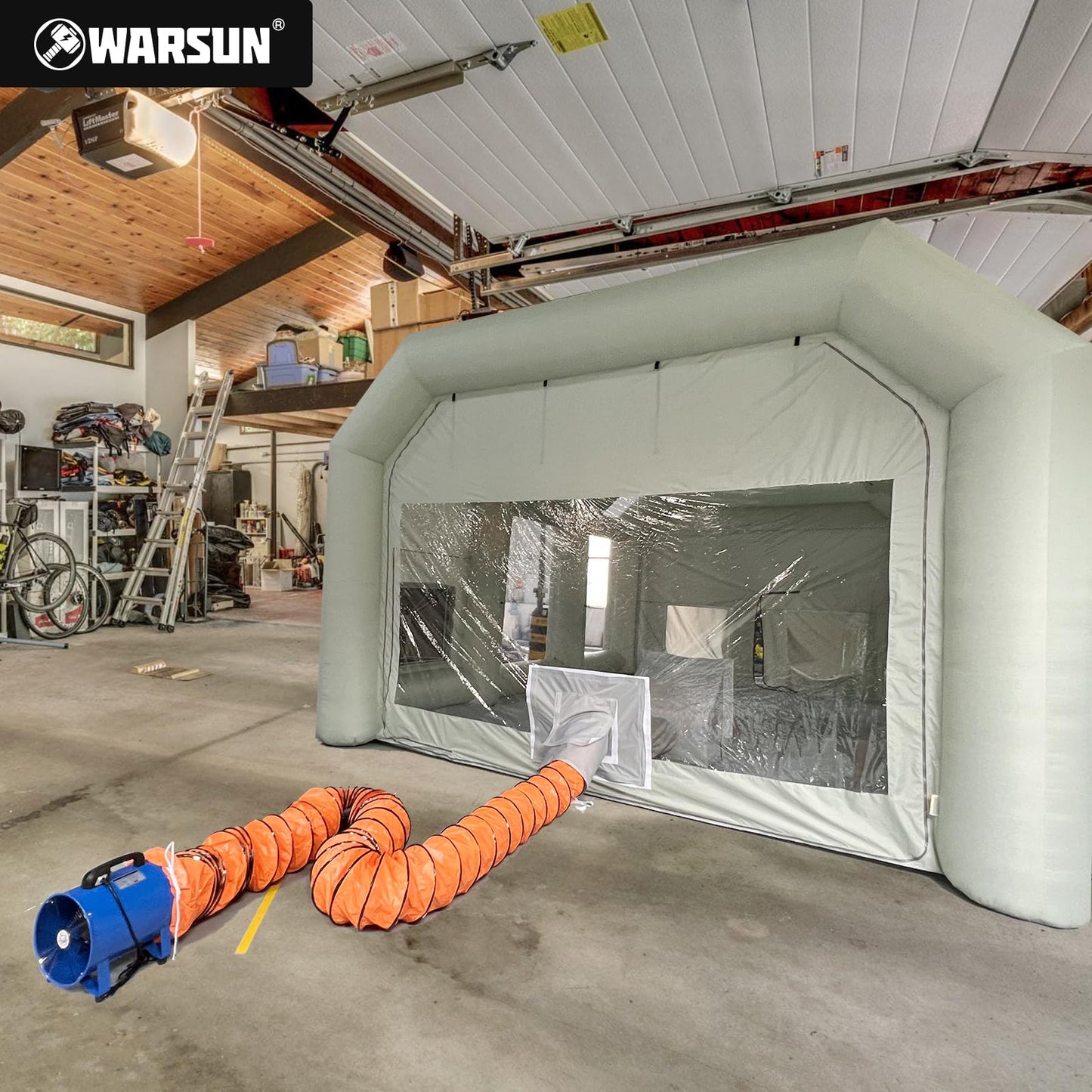 WARSUN Utility Blower 520W 12inch Exhaust Axial Fan 4100 m3/h High Velocity Portable Extractor Fan with 33Ft Duct Hose Portable Ventilator for Exhausting Ventilating at Home or Workplace 370PA
