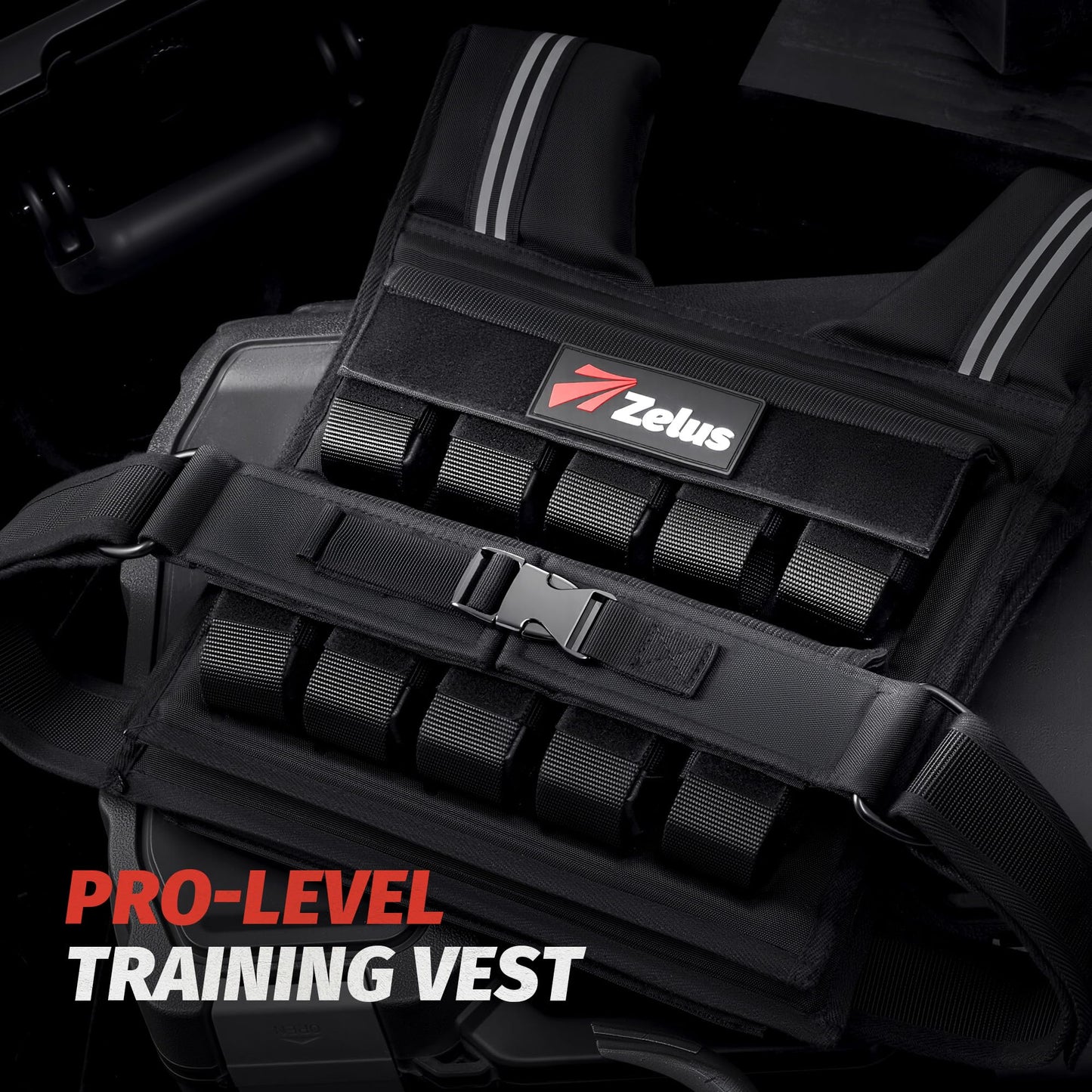ZELUS Weighted Vest Men, 23lbs/36lbs/45lbs Adjustable Weight Vest with 10/16/20 removable Iron Weights and Reflective Strips, No-Bounce Design for Strength Training, Running, HIIT & Calisthenics