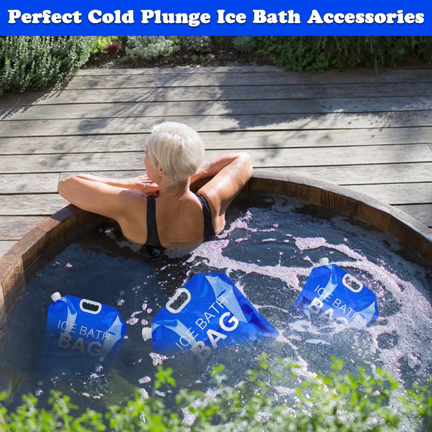 Tryitsbest 4 Pack Ice Bath Bags Reusable, Large Capacity Cold Plunge Ice Bath Accessories, Portable Bathtub Freezer Water Bags for Ice Baths at Home (5L/1.3 Gallon -4Pcs)