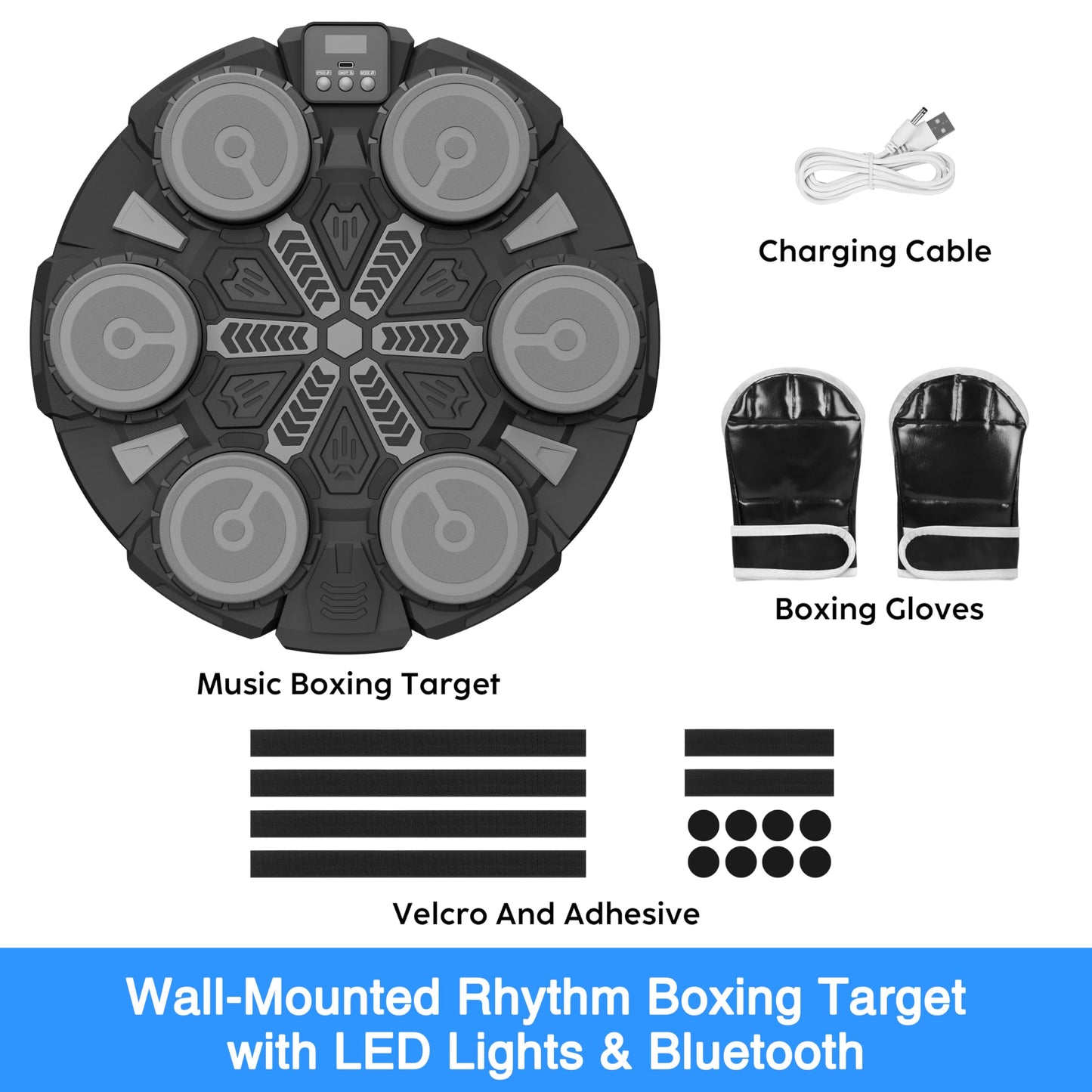 Music Boxing Machine Sport Toys for Kids,3 Modes Wall Mounted Bluetooth Punching Target,Training Pad with Boxing Glove,Cool Toys Christmas Birthday Gifts for 3,4,5,6,7,8,9,10,11+ Year Old Boys Teens