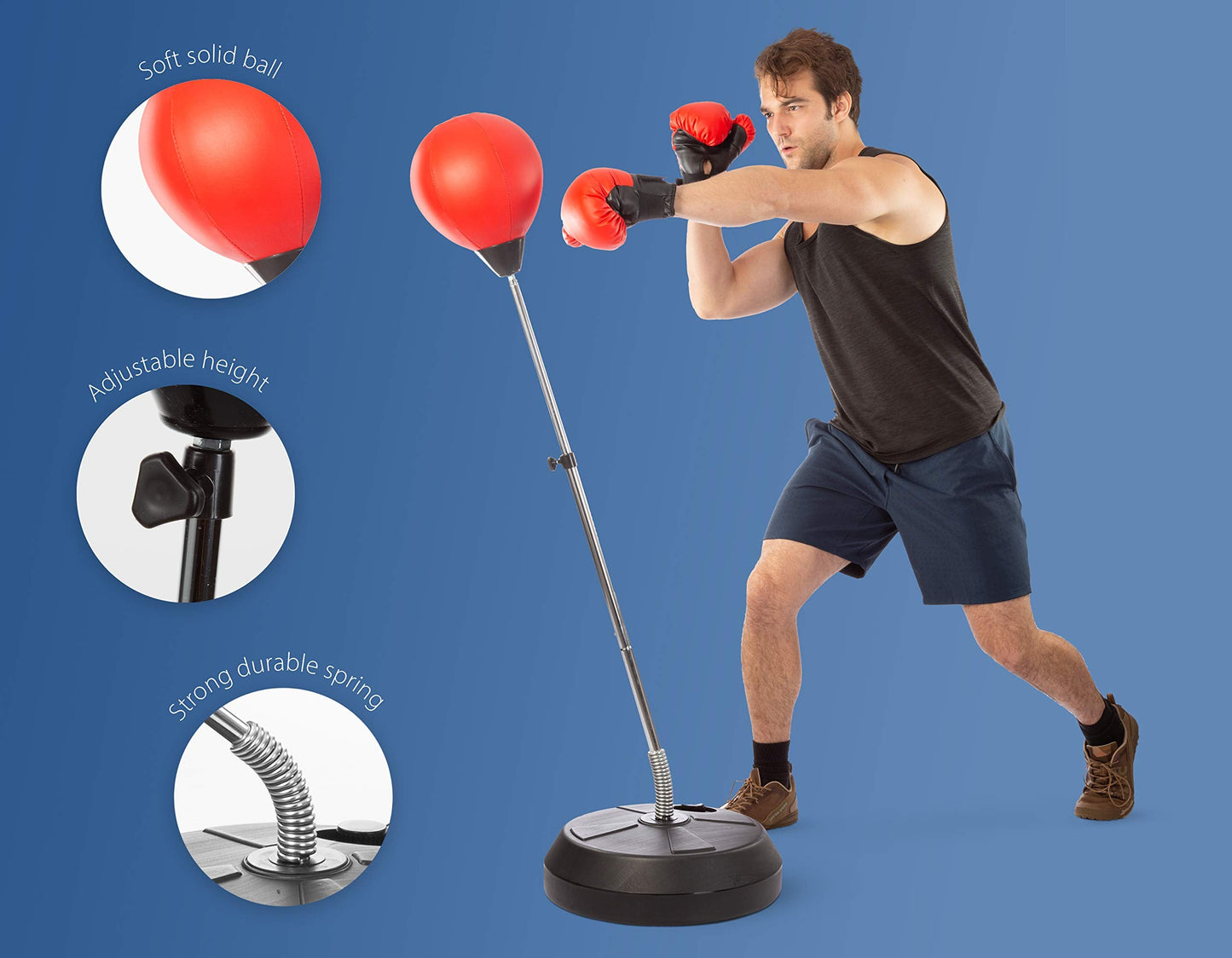 TechTools Punching Bag with Stand, Boxing Bag for Teens & Adults - Height Adjustable - Speed Bag for Training, Boxing Equipment, Stress Relief & Fitness