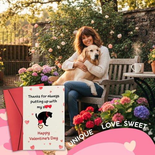 HUNIGIFT Valentines Day Card to Dog Mom, Dad - Cute Puppy Valentine’s Day Gift for Dog Mom Dad, Parents, Friends - Single 5.3''x 8.0'' Funny Greeting Card & Envelope