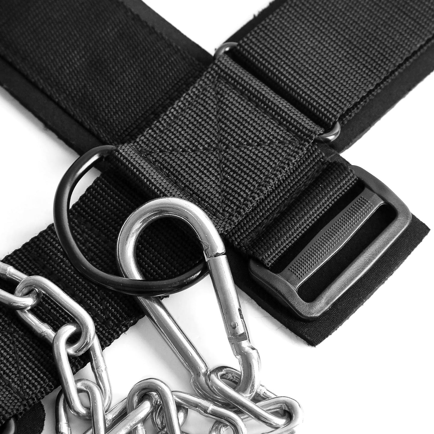WKWE Neck Harness for Increases Neck Core Strength - Neck Exerciser with 30" Heavy Duty Steel Chain for Safely Lifting Weights Up to 280 lbs, Adjustable Head with Nylon Tether and 2 Carabiners Manually-operated exercise equipment