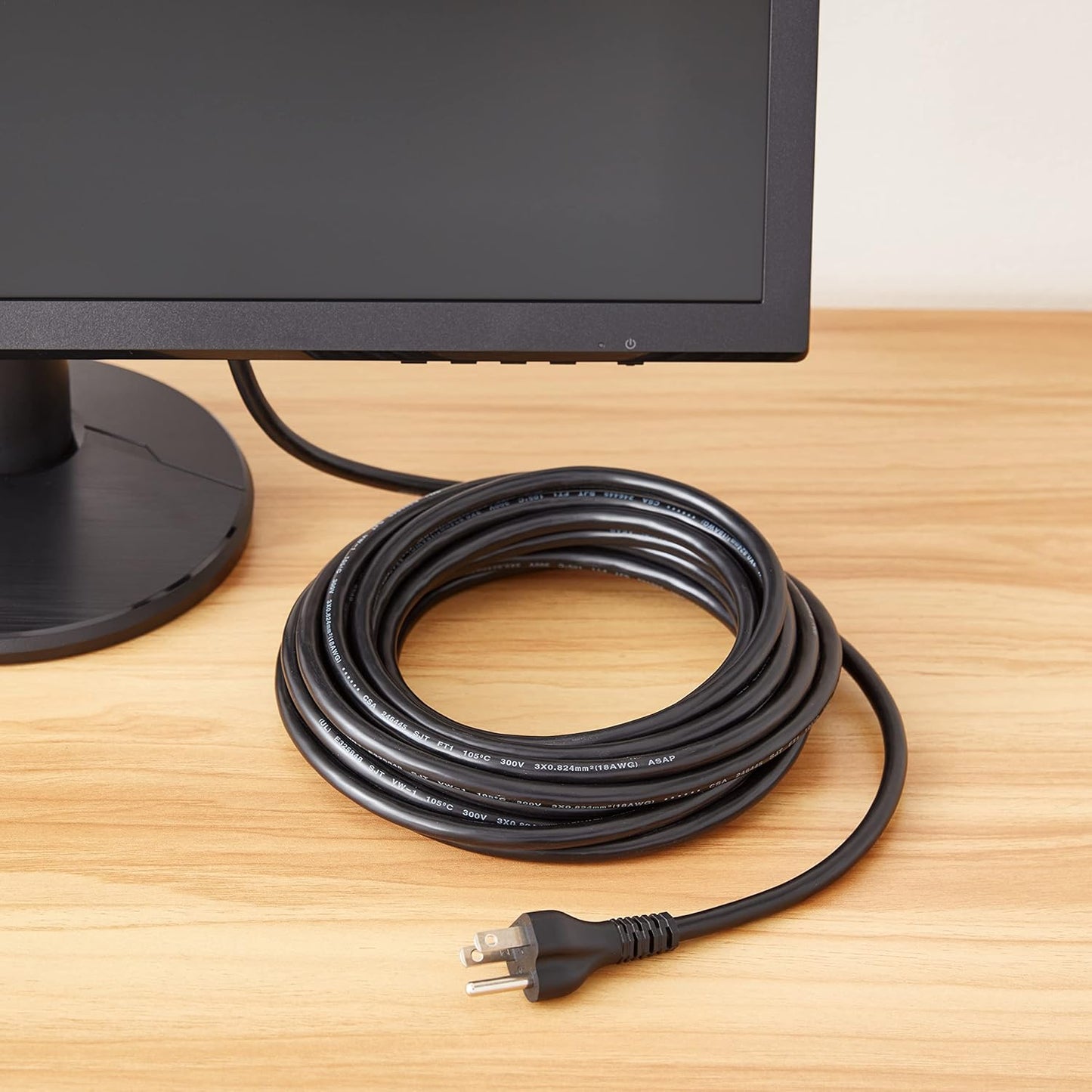 Amazon Basics 25 5-15P IEC320C13, 3 18 125 Universal PC Power Cable, Feet, NEMA to Prong Plug, AWG, Volts, UL Listed