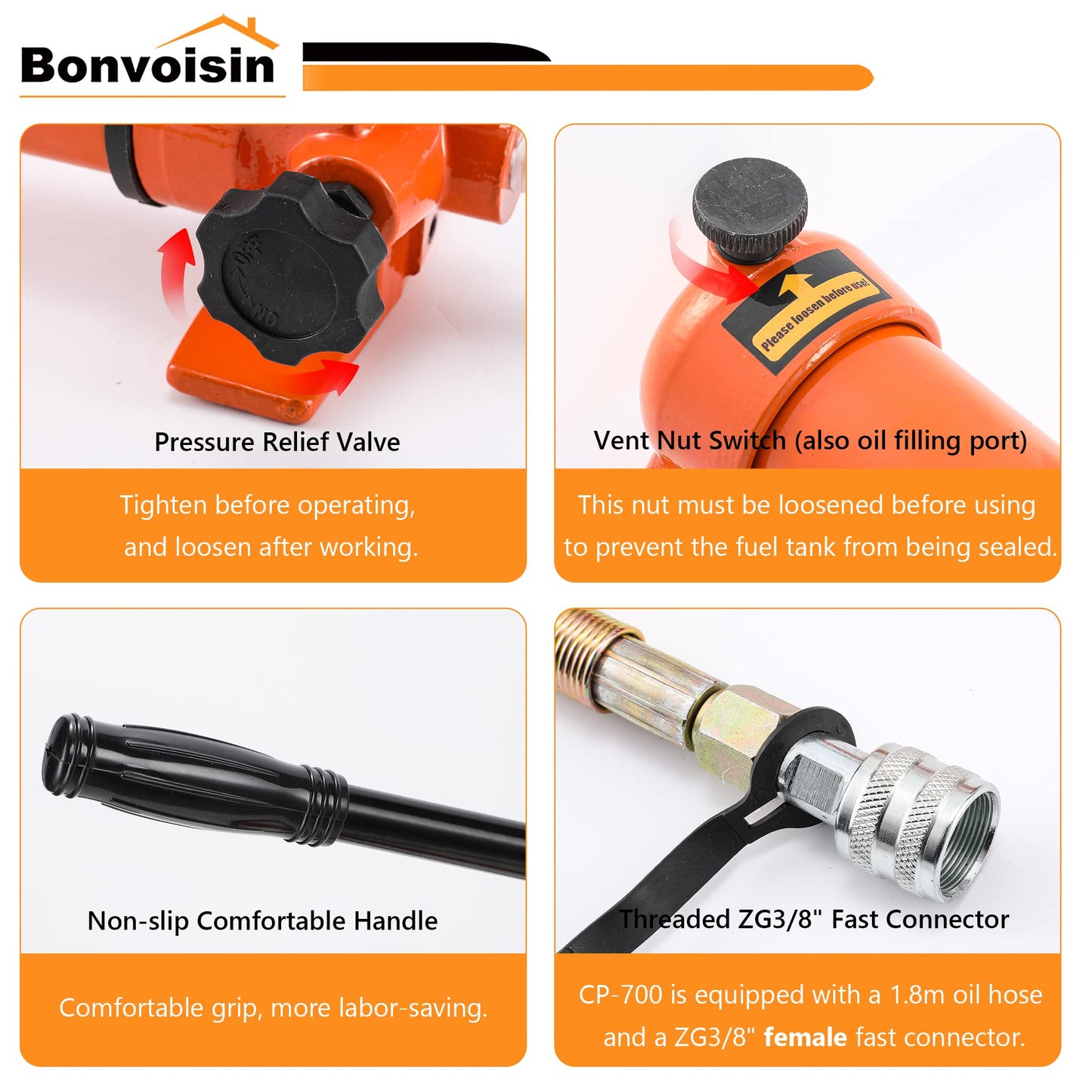 Bonvoisin 30T Hydraulic Cylinder Jack Porta Power Ram 2.13" Stroke Mini Multi-Section Lifting Cylinders with Hydraulic Hand Pump for Machinery Shipbuilding
